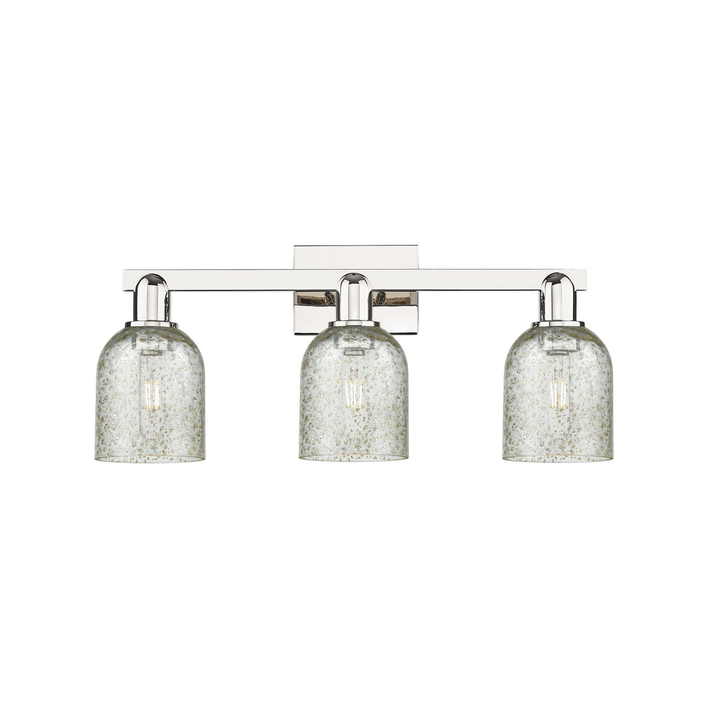Innovations Caledonia 24in 3-Light Bath Vanity Light | Industrial Modern Polished Nickel and Mica Glass | Entryway & Bathroom | Model 716-3W-PN-G259