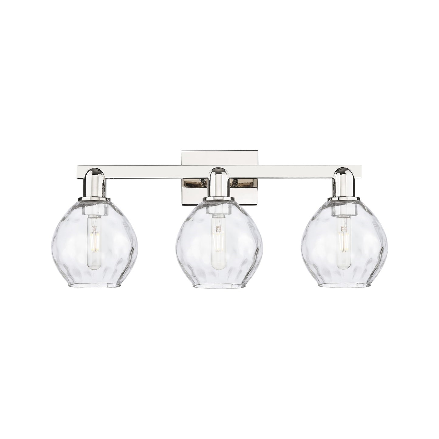 Innovations Waverly 25in 3-Light Bath Vanity Light | Industrial Modern Polished Nickel and Clear Glass | Bathroom & Hallway Vanity | Model 716-3W-PN-G362