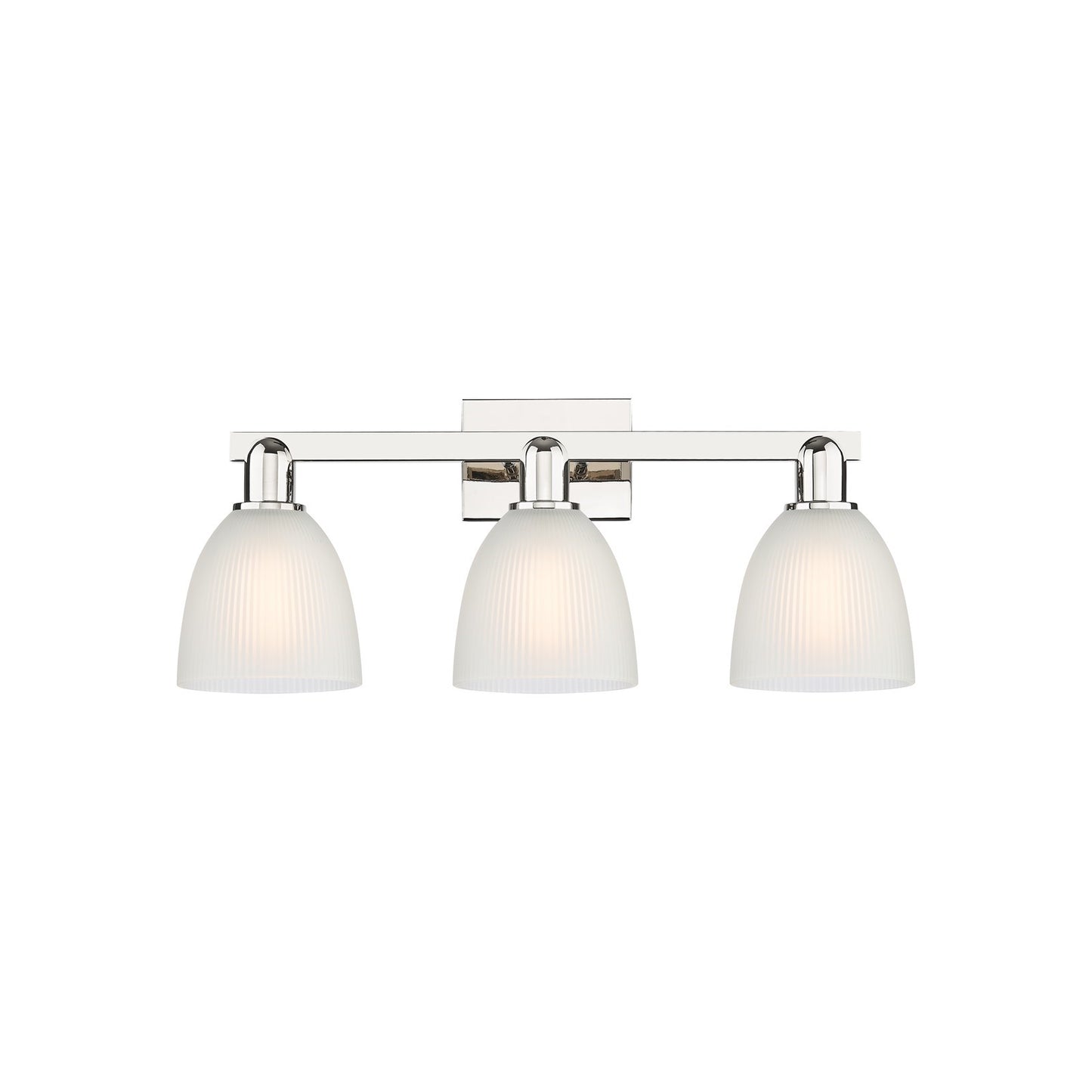Innovations Castile 25in 3-Light Bath Vanity Light | Industrial Polished Nickel Steel and White Glass | Bathroom Vanity Light | 25 | Model 716-3W-PN-G381