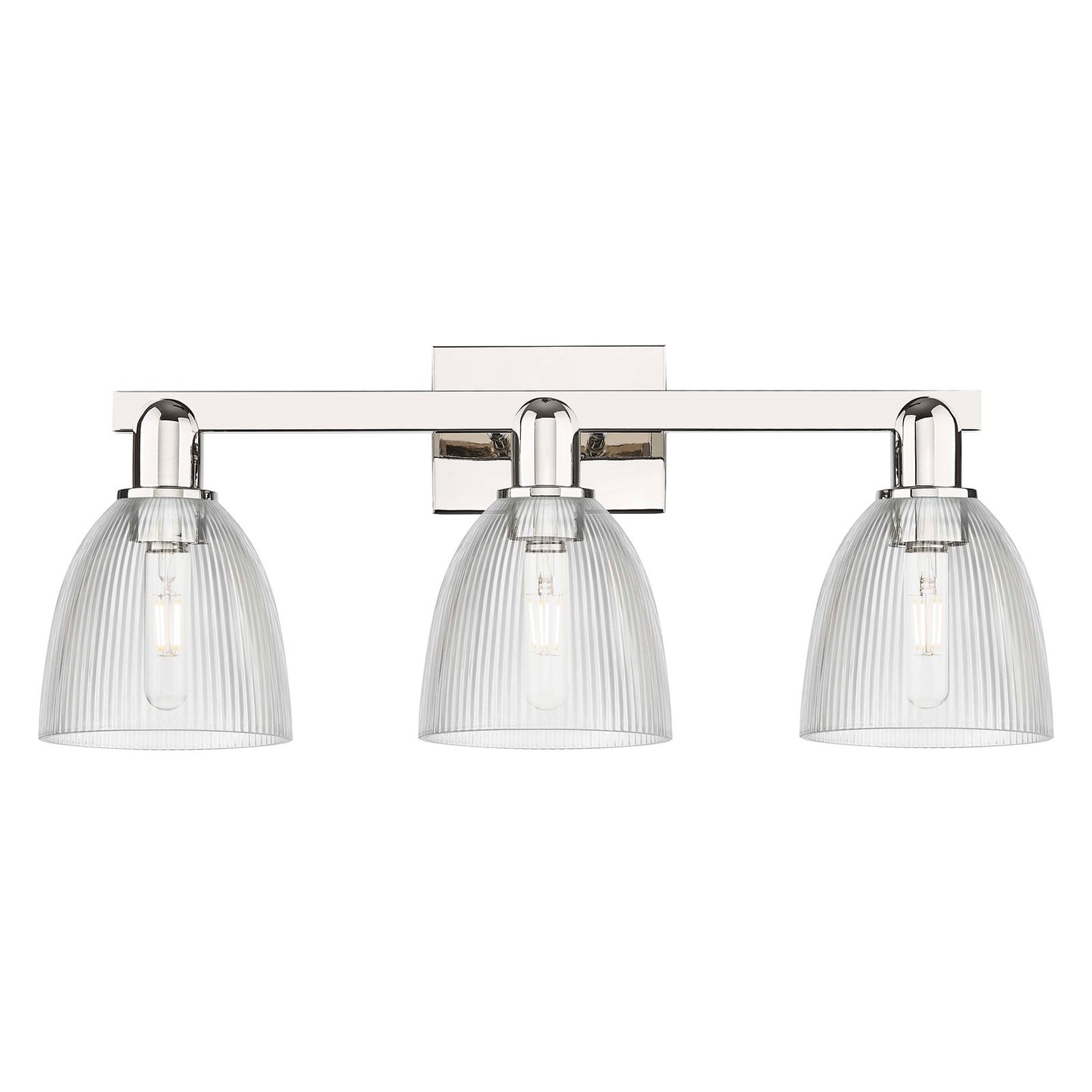 Innovations Castile 25in 3-Light Bath Vanity Light | Industrial Polished Nickel and Clear Glass | Bathroom Vanity | 25 x 10.75 x | Model 716-3W-PN-G382
