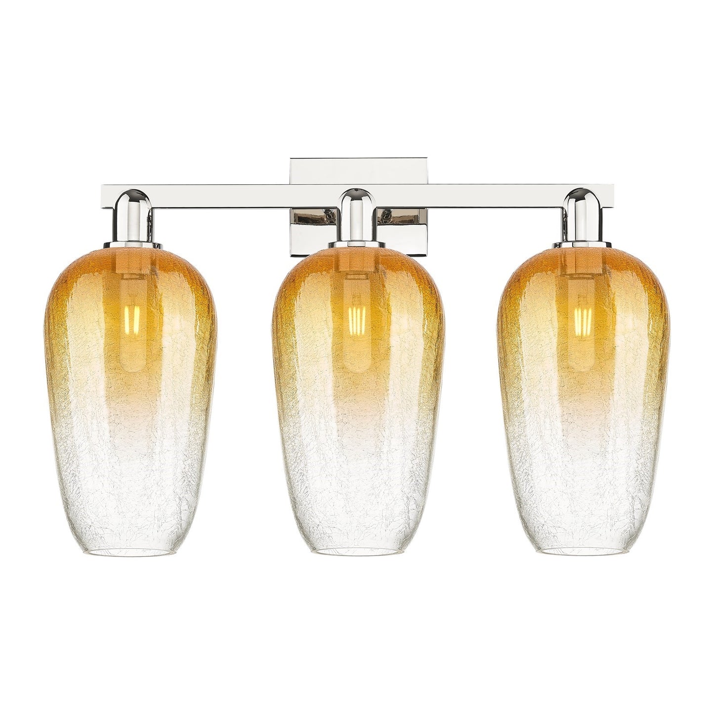 Innovations Brookhaven Flute 26in 3-Light Bath Vanity Light | Industrial Polished Nickel and Amber Glass | Bathroom Vanity | 26 | Model 716-3W-PN-G484-7AM