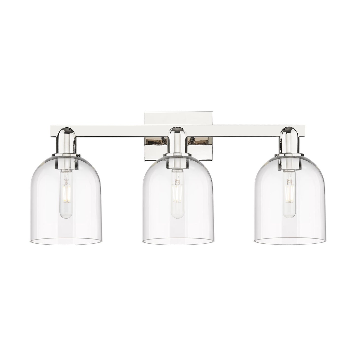 Innovations Bella 25in 3-Light Bath Vanity | Industrial Polished Nickel and Clear Glass | Bathroom Vanity Light | 24.5 x 11.25 | Model 716-3W-PN-G558-6CL
