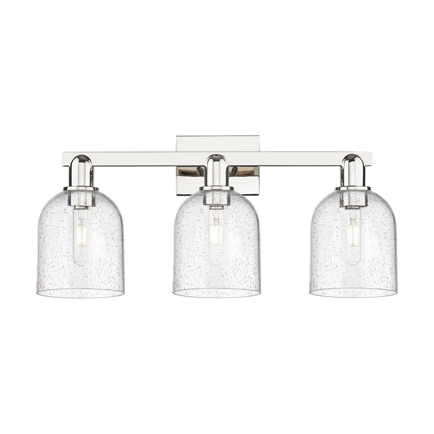 Innovations Bella 25in 3-Light Bath Vanity Light | Industrial Polished Nickel Steel and Seedy Glass | Bathroom Vanity | 24.5 x | Model 716-3W-PN-G558-6SDY
