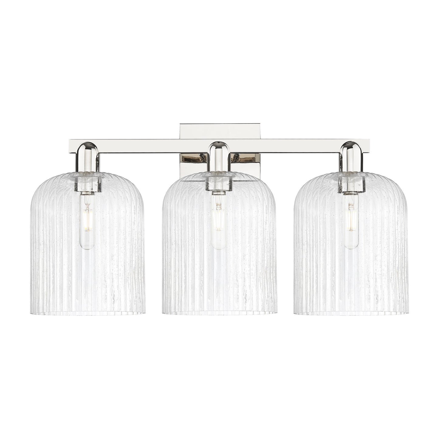 Innovations Bridal Veil 27in 3-Light Bath Vanity Light | Industrial Polished Nickel and Seedy Glass | Bathroom Vanity | 27 x | Model 716-3W-PN-G559-8SDY