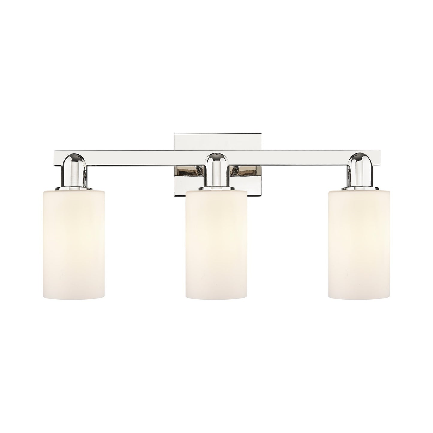 Innovations Clymer 23in 3-Light Bath Vanity Light | Industrial Polished Nickel and Matte White Glass | Bathroom Vanity | 22.88 x | Model 716-3W-PN-G801
