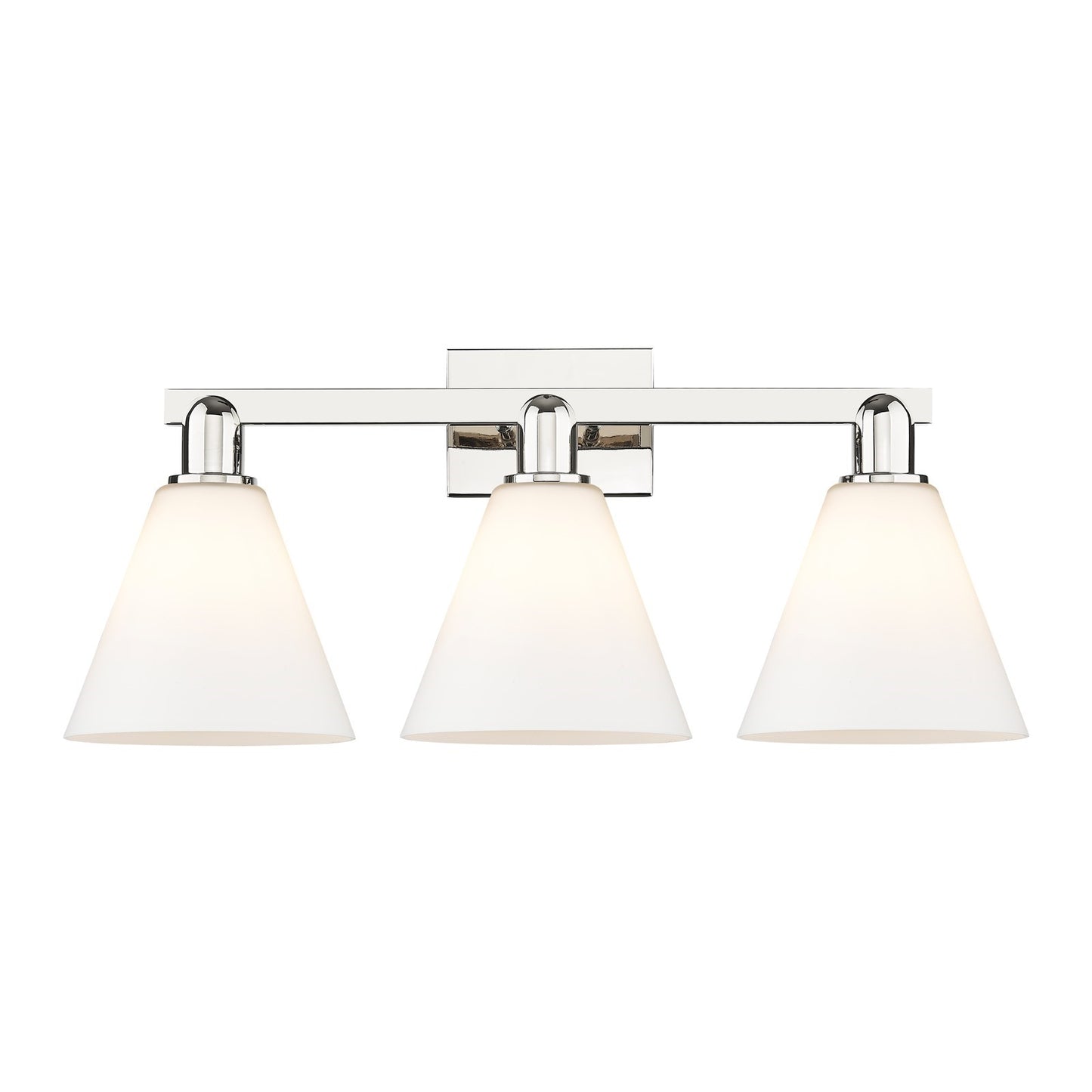 Innovations Berkshire 26in 3-Light Bath Vanity Light | Industrial Polished Nickel and Matte White Glass | Bathroom Vanity | 26 x | Model 716-3W-PN-GBC-81