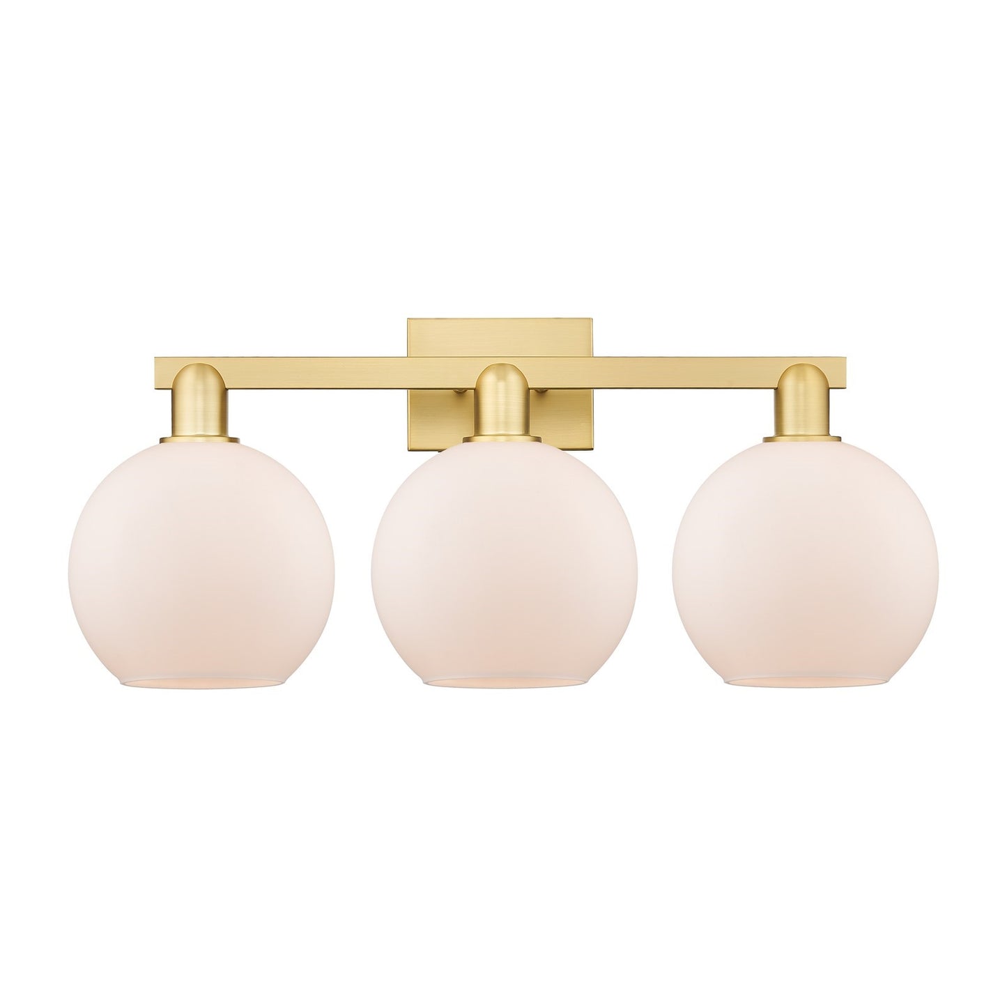 Innovations Athens 27in 3-Light Bath Vanity Light | Industrial Satin Gold Steel and Matte White Glass | Damp-Rated Bathroom | Model 716-3W-SG-G121-8