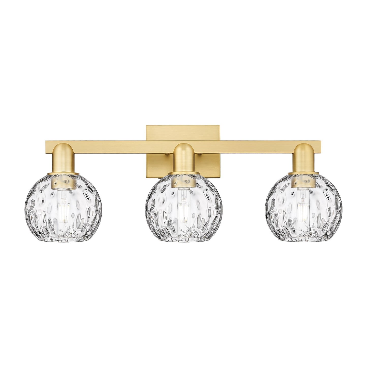 Innovations Athens Water Glass 25in 3-Light Bath Vanity | Industrial Satin Gold Steel and Clear Water Glass | Bathroom Vanity | Model 716-3W-SG-G1215-6