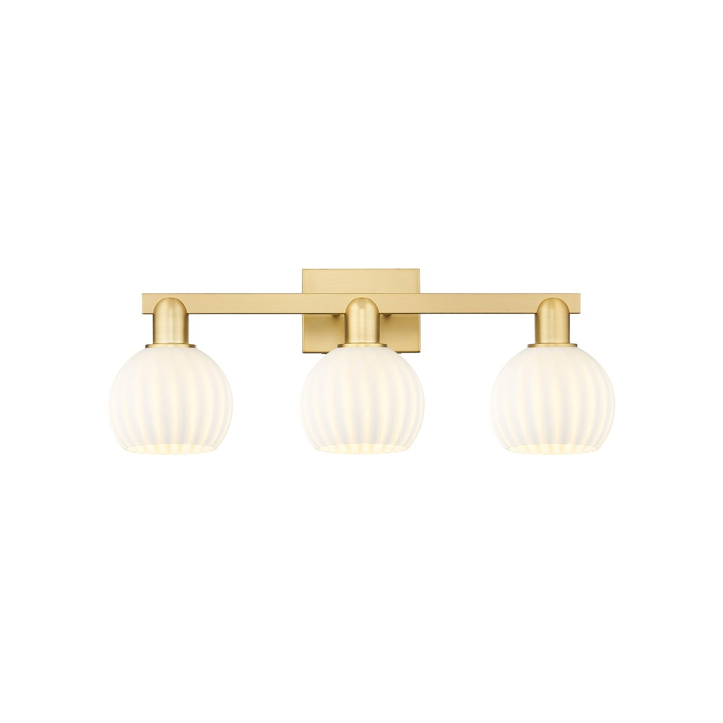 Innovations Lighting White Venetian 25in 3-Light Bath Vanity | Industrial Satin Gold Steel and White Glass | Entryway & | Model 716-3W-SG-G1217-6WV