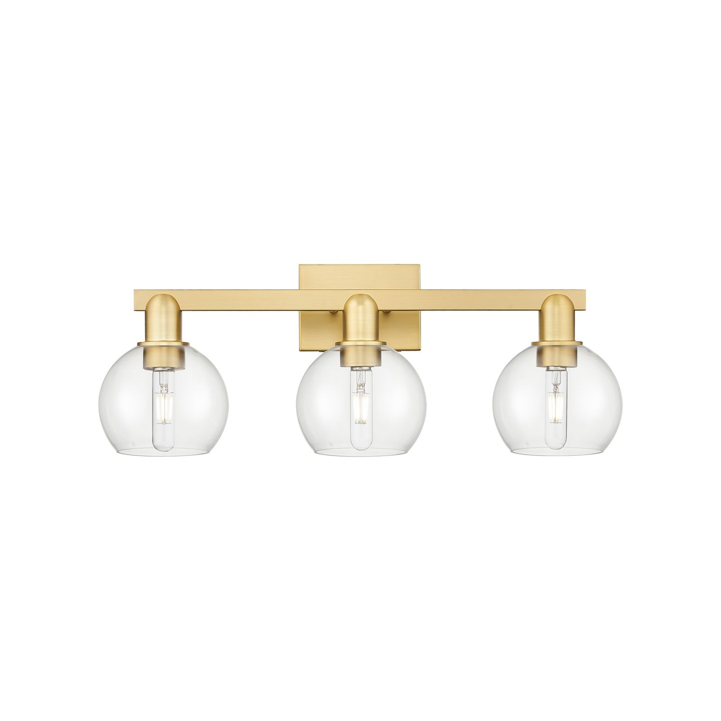 Innovations Athens 25in 3-Light Bath Vanity Light | Industrial Satin Gold Steel and Clear Glass | Bathroom Vanity | 24.88 x 7.44 | Model 716-3W-SG-G122-6