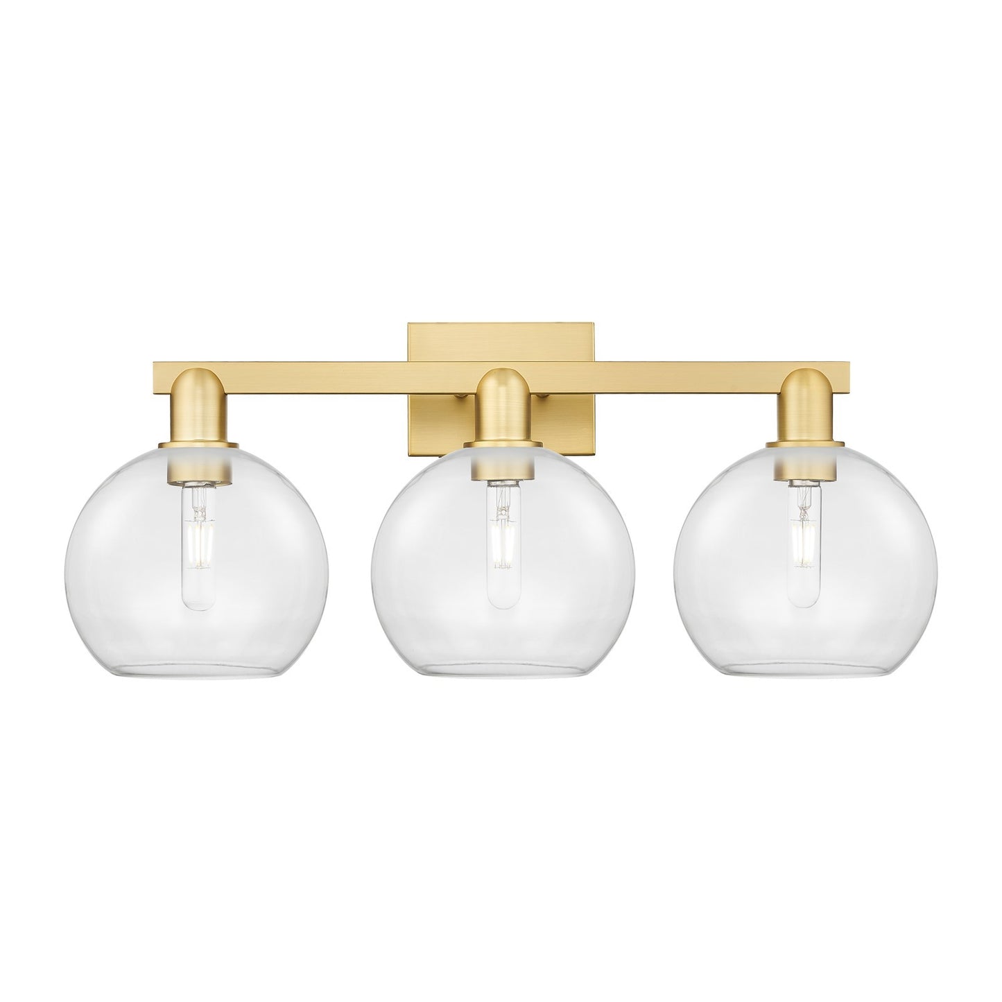 Innovations Athens 27in 3-Light Bath Vanity Light | Industrial Satin Gold Steel and Clear Glass | Bathroom Vanity | 27 x 8.5 x | Model 716-3W-SG-G122-8
