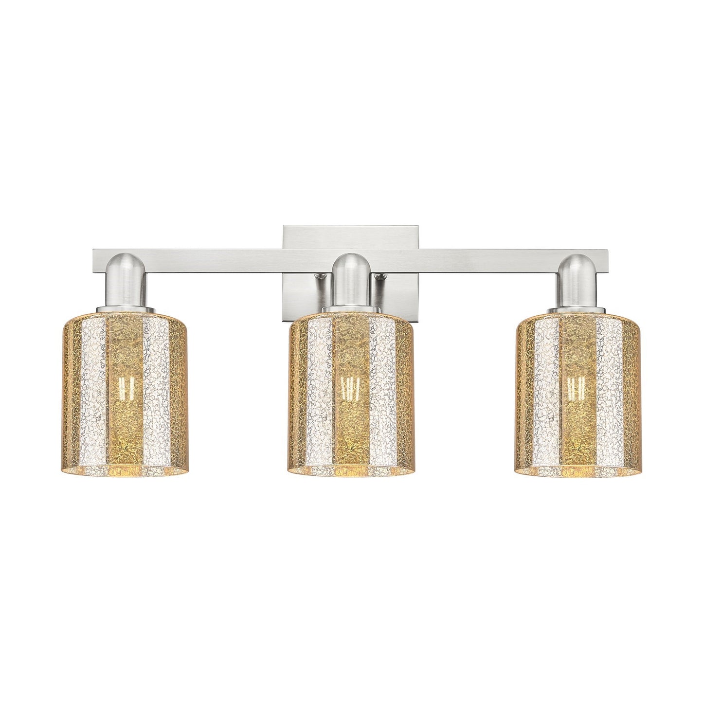 Innovations Cobbleskill 24in 3-Light Bath Vanity Light | Industrial Brushed Satin Nickel and Mercury Glass | Bathroom Vanity | 24 x | Model 716-3W-SN-G116