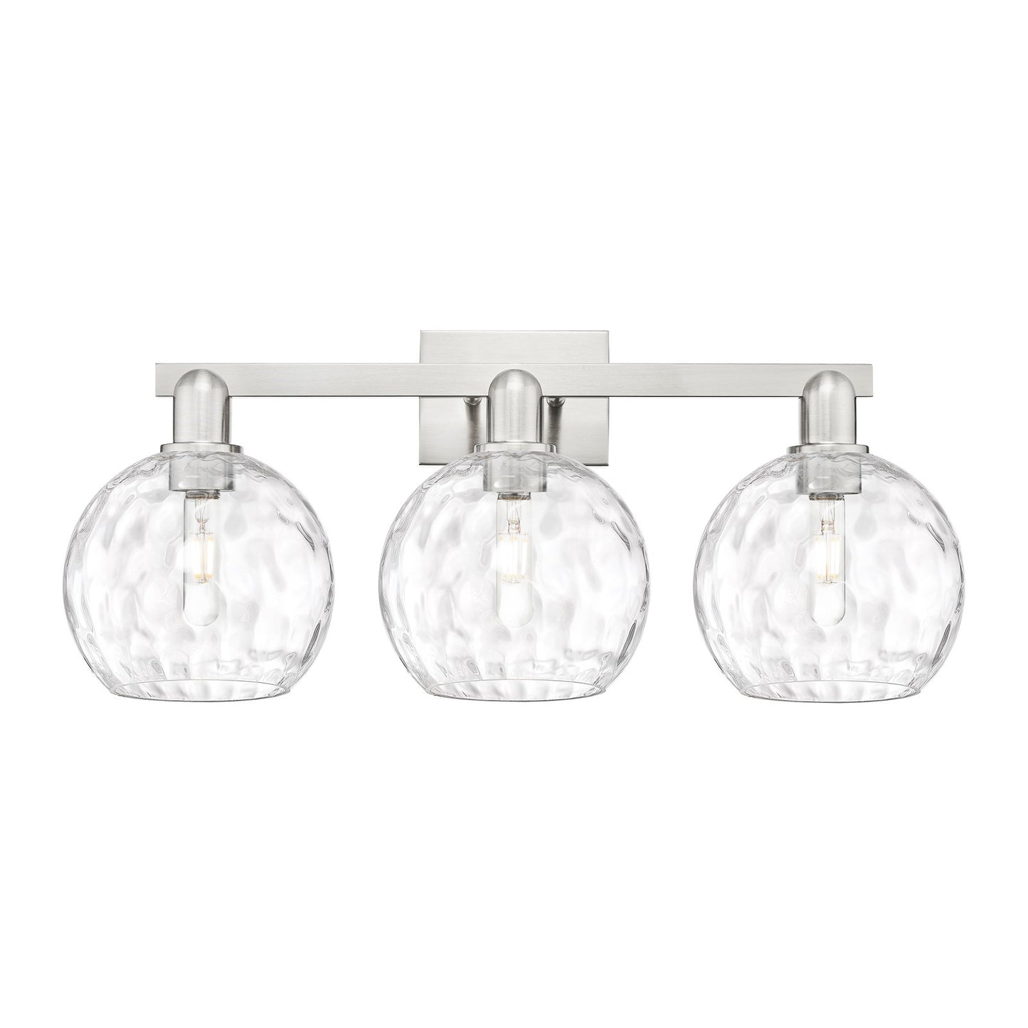 Innovations Athens Water Glass 27in 3-Light Bath Vanity Light | Industrial Brushed Satin Nickel and Clear Glass | Bathroom | Model 716-3W-SN-G1215-8