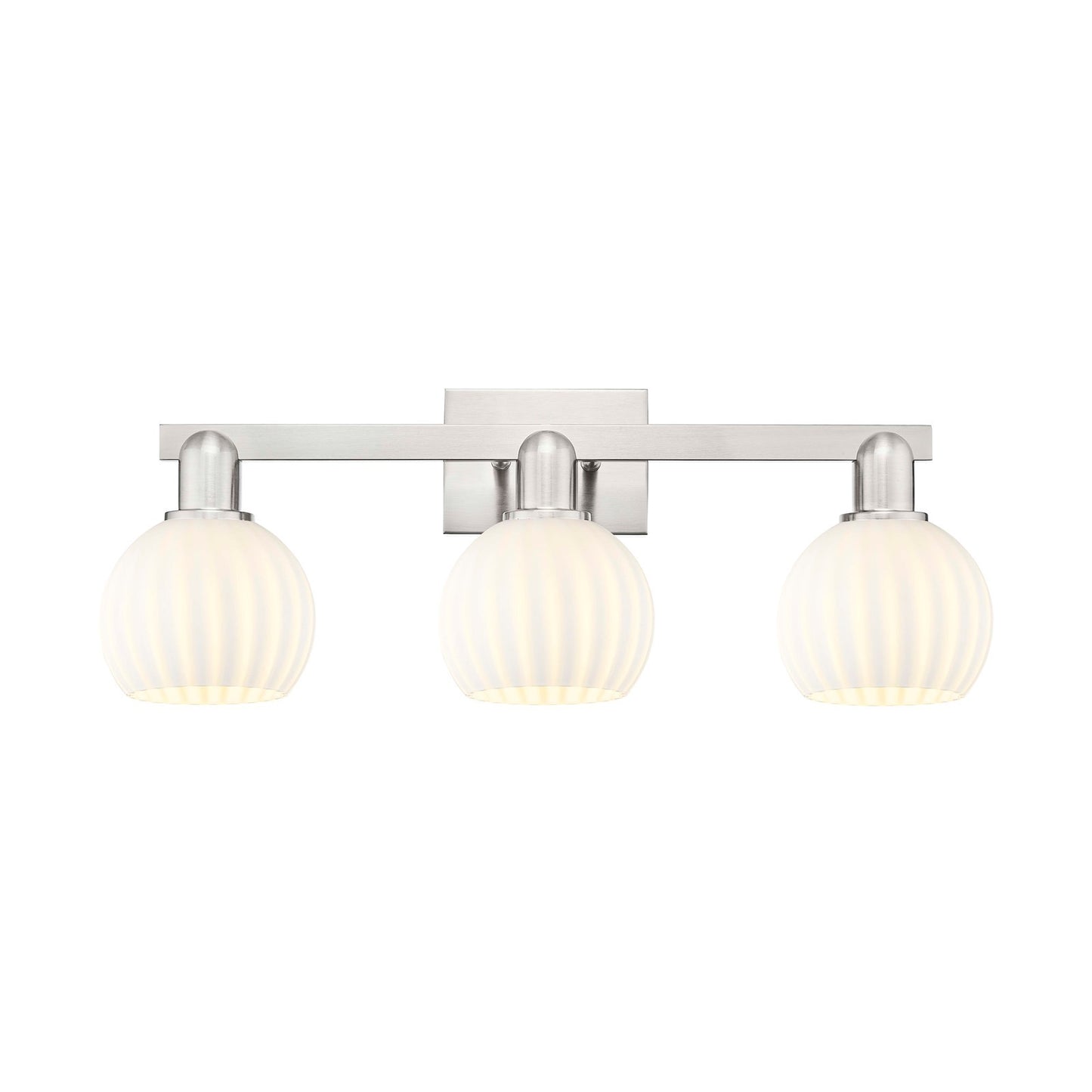 Innovations Lighting Arcadia 25in 3-Light Bath Vanity Light | Industrial Brushed Satin Nickel and White Venetian Glass | Model 716-3W-SN-G1217-6WV