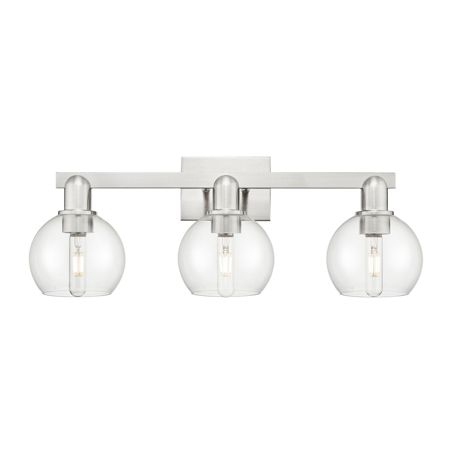 Innovations Athens 25in 3-Light Bath Vanity | Industrial Brushed Satin Nickel and Clear Glass | Bathroom Vanity Light | 24.88 x | Model 716-3W-SN-G122-6