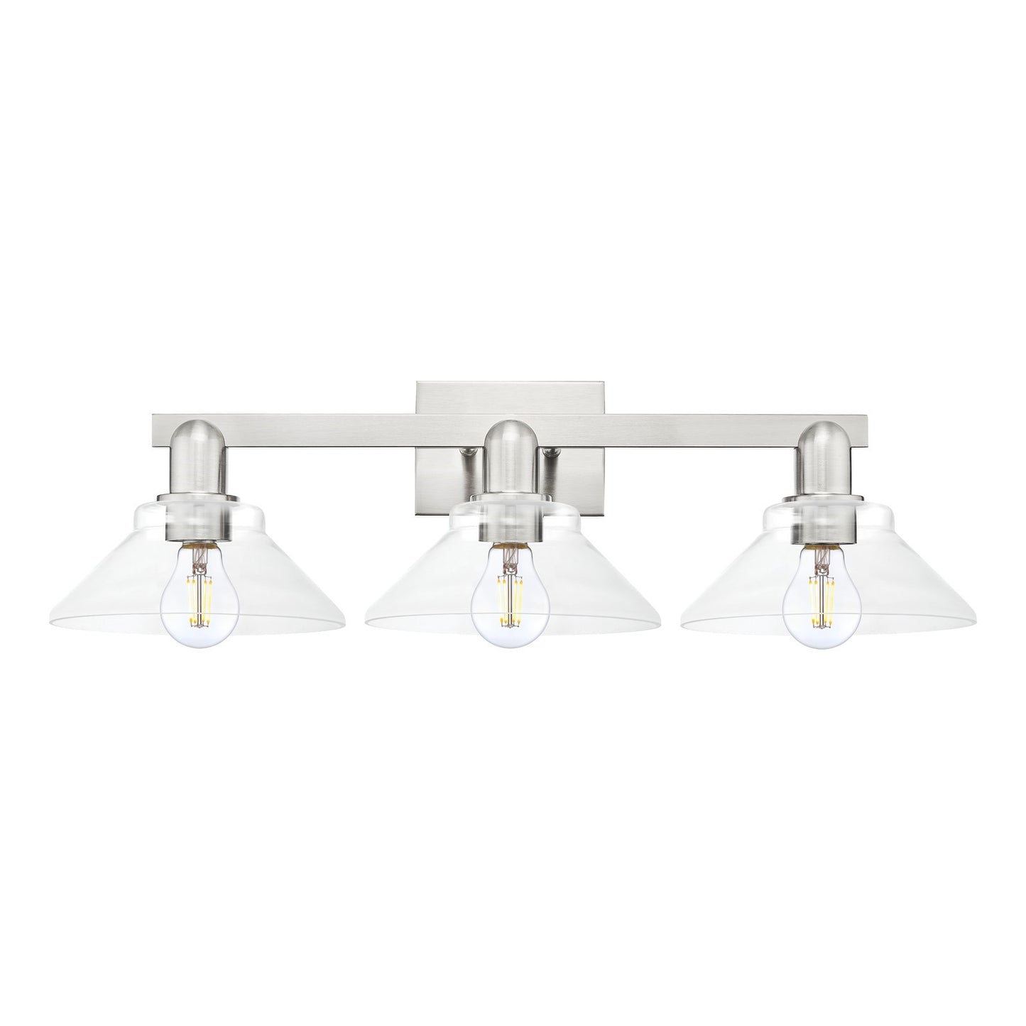 Innovations Orwell 27in 3-Light Bath Vanity Light | Industrial Brushed Satin Nickel Steel and Clear Glass | Bathroom Vanity & | Model 716-3W-SN-G132