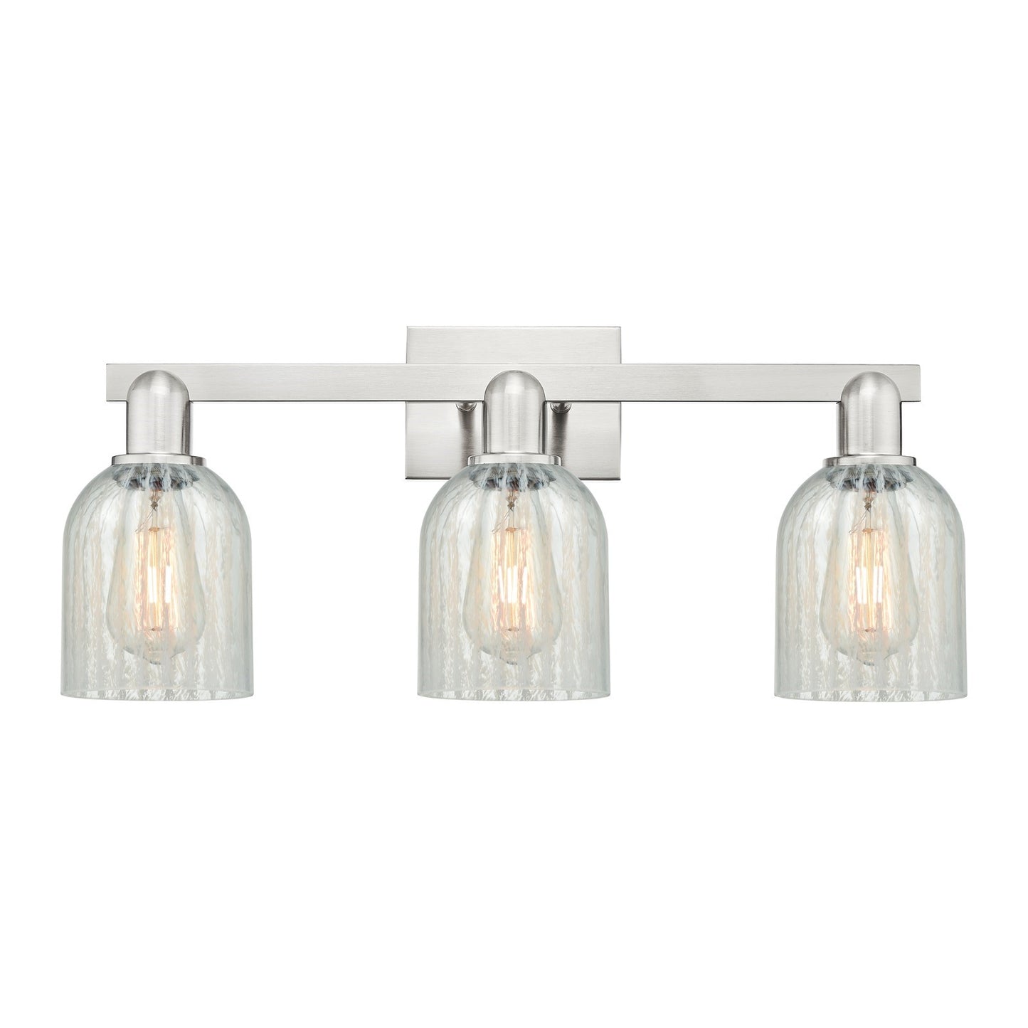 Innovations Caledonia 24in 3-Light Bath Vanity Light | Industrial Brushed Satin Nickel Steel and Mouchette Glass | Bathroom Vanity | Model 716-3W-SN-G2511