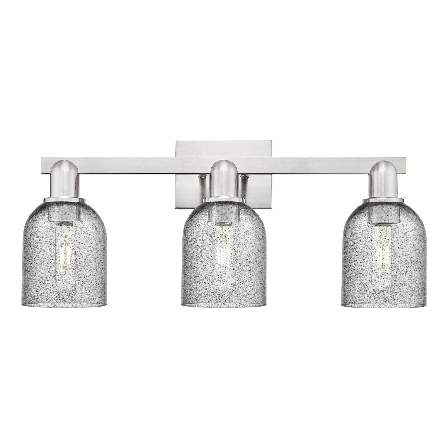 Innovations Caledonia 24in 3-Light Bath Vanity Light | Industrial Brushed Satin Nickel and Charcoal Glass | Bathroom Vanity | 24 x | Model 716-3W-SN-G257