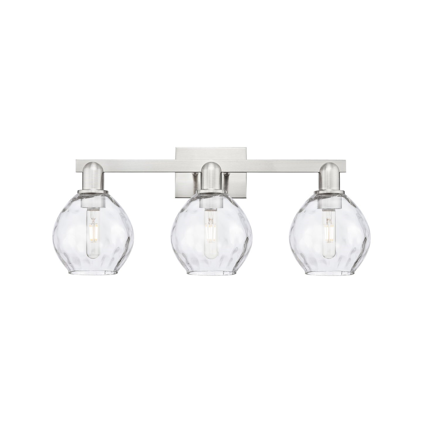 Innovations Waverly 25in 3-Light Bath Vanity | Industrial Brushed Satin Nickel and Clear Glass | Bathroom Vanity & Powder Room | 25 | Model 716-3W-SN-G362