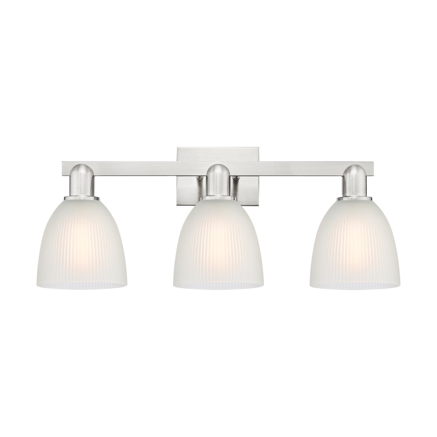 Innovations Castile 25in 3-Light Bath Vanity | Industrial Brushed Satin Nickel and White Glass | Bathroom Vanity | 25 x 7.5 x 10.75 | Model 716-3W-SN-G381