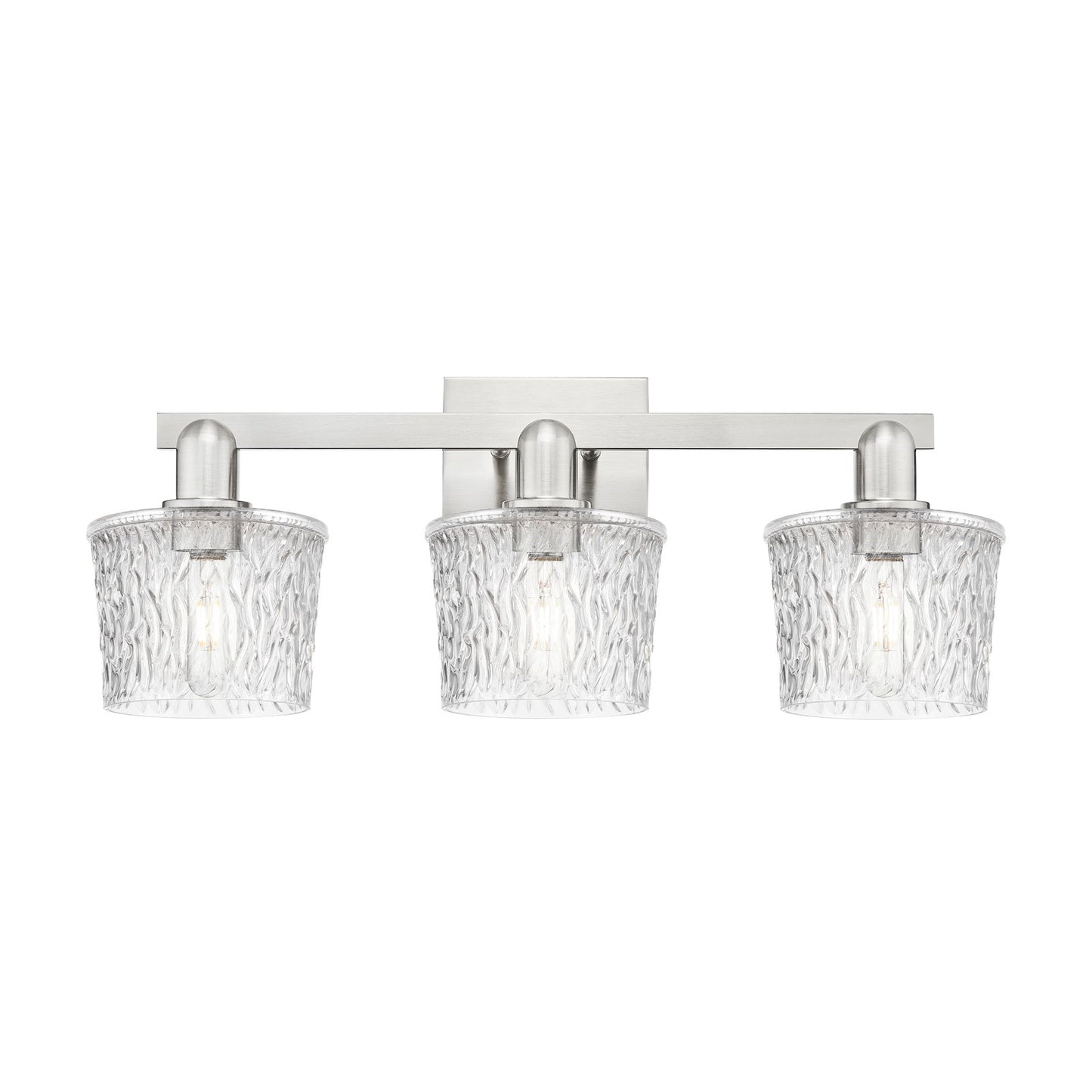 Innovations Niagara 26in 3-Light Bath Vanity Light | Industrial Brushed Satin Nickel and Clear Glass | Bathroom Vanity | 25.5 x | Model 716-3W-SN-G402