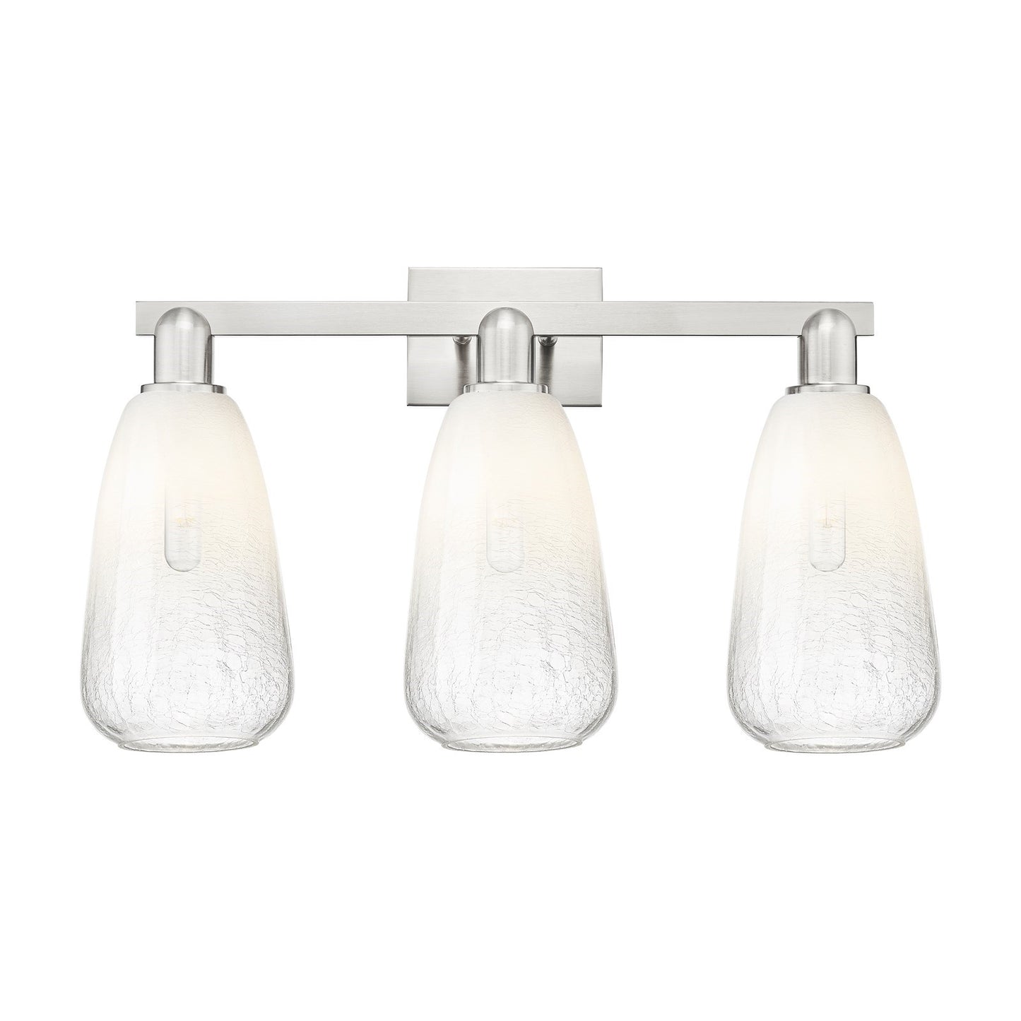 Innovations Brookhaven Almond 26in 3-Light Bath Vanity Light | Industrial Brushed Satin Nickel and Opal Glass | Bathroom Vanity | Model 716-3W-SN-G480-6OP