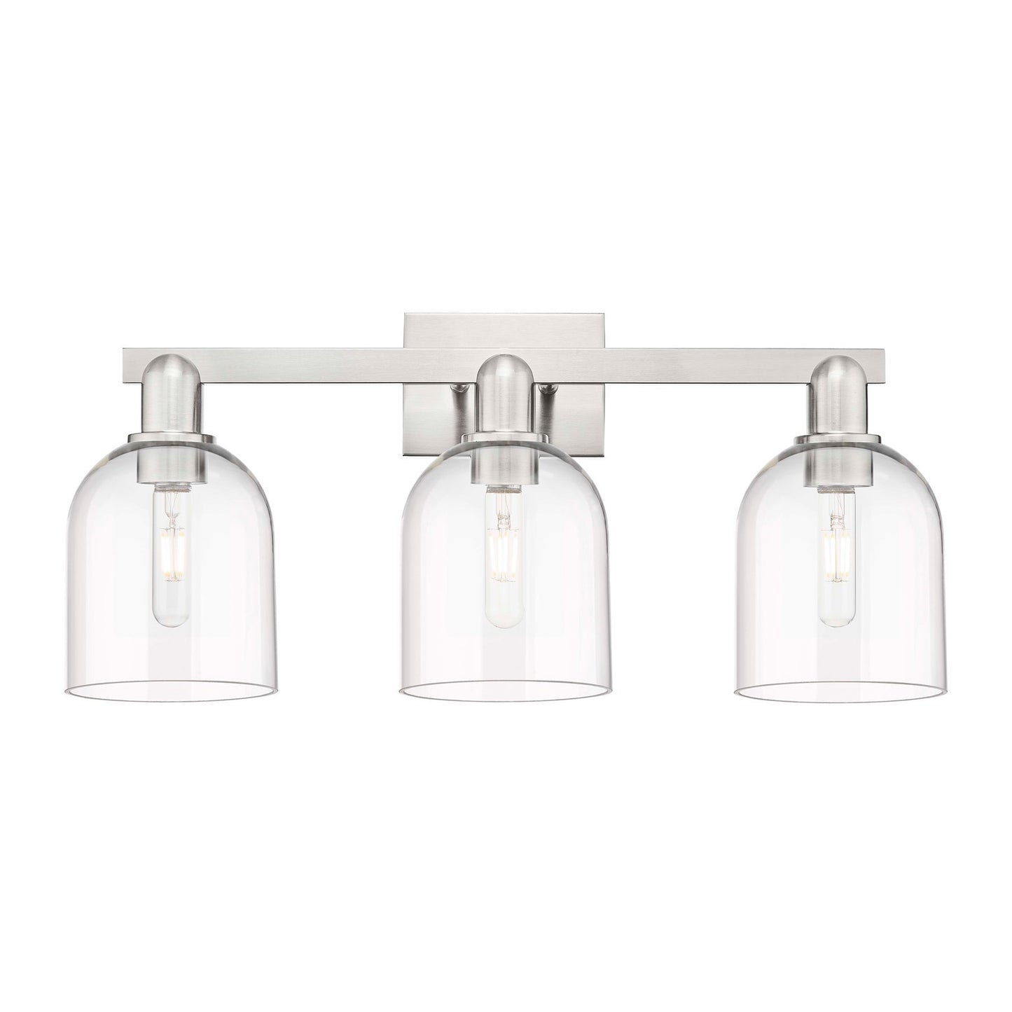 Innovations Bella 25in 3-Light Bath Vanity Light | Industrial Brushed Satin Nickel and Clear Glass | Bathroom Vanity | 24.5 x | Model 716-3W-SN-G558-6CL