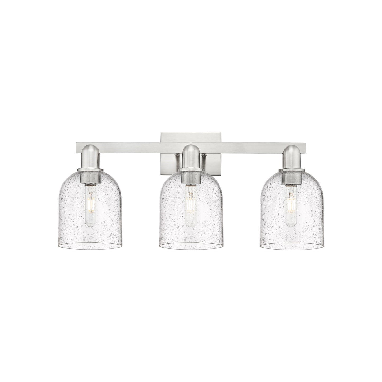 Innovations Bella 24.5in 3-Light Bath Vanity Light | Industrial Brushed Satin Nickel and Seedy Glass | Bathroom Vanity | 24.5 | Model 716-3W-SN-G558-6SDY