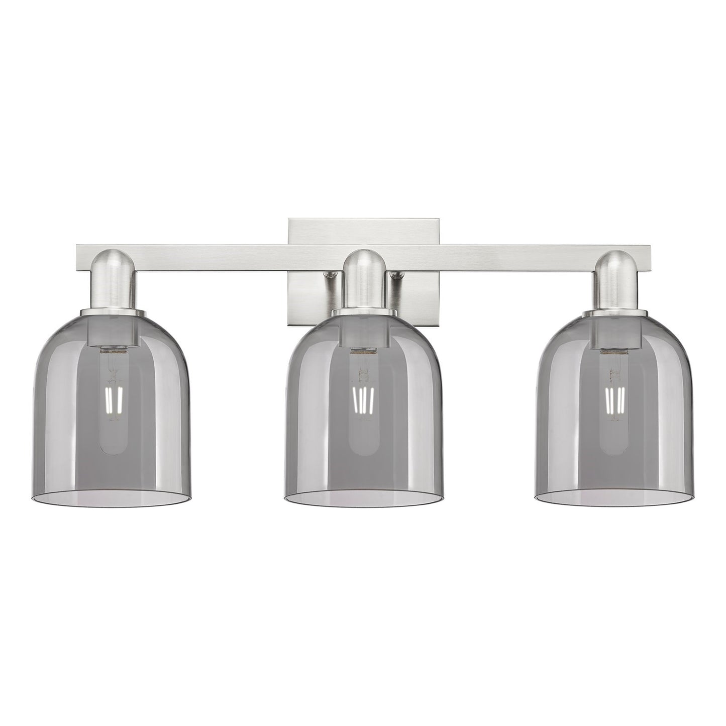 Innovations Bella 24.5in 3-Light Bath Vanity Light | Industrial Brushed Satin Nickel and Light Smoke Glass | Bathroom Vanity | Model 716-3W-SN-G558-6SM