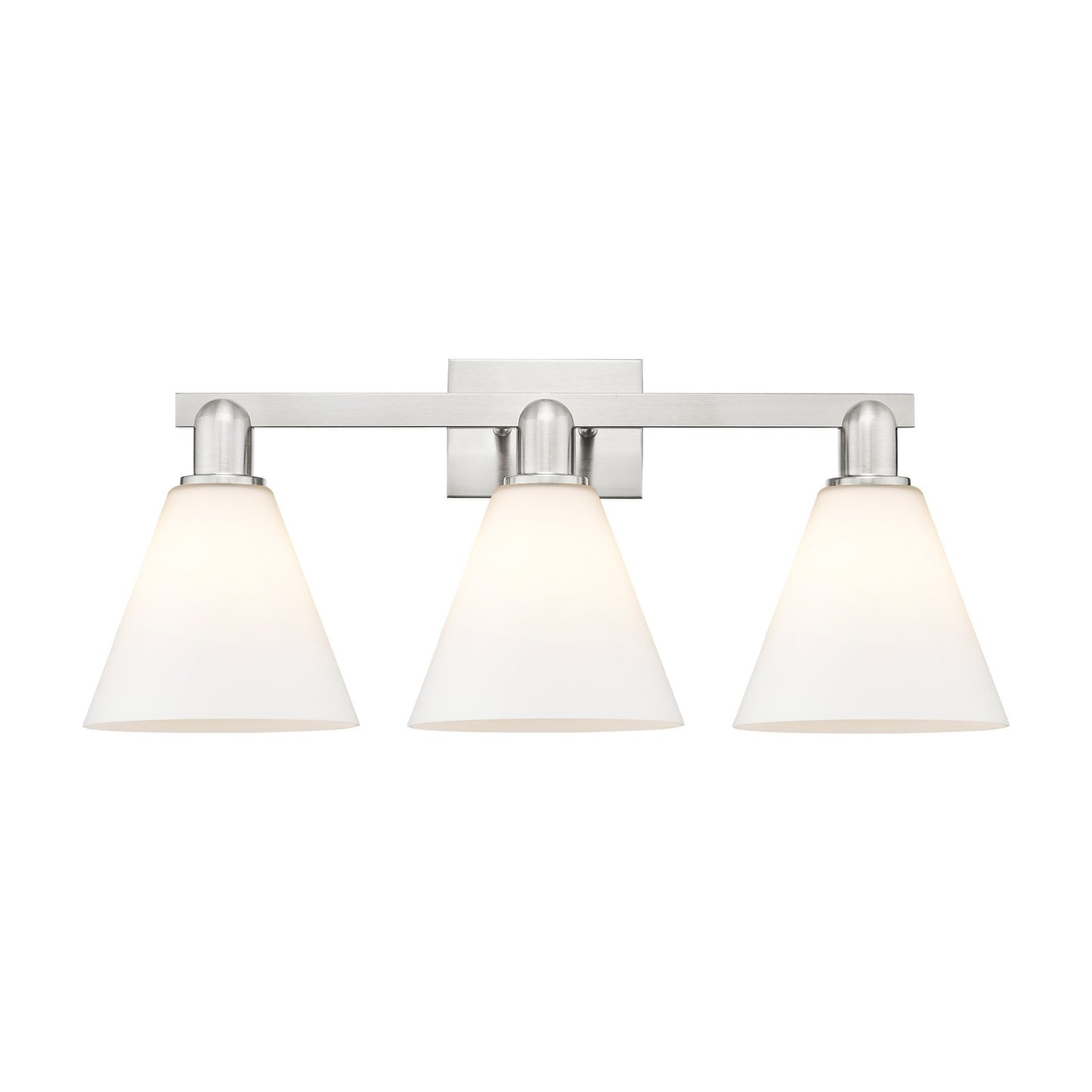 Innovations Berkshire Glass 26in 3-Light Bath Vanity Light | Industrial Satin Nickel Steel and Matte White Glass | Bathroom | Model 716-3W-SN-GBC-81