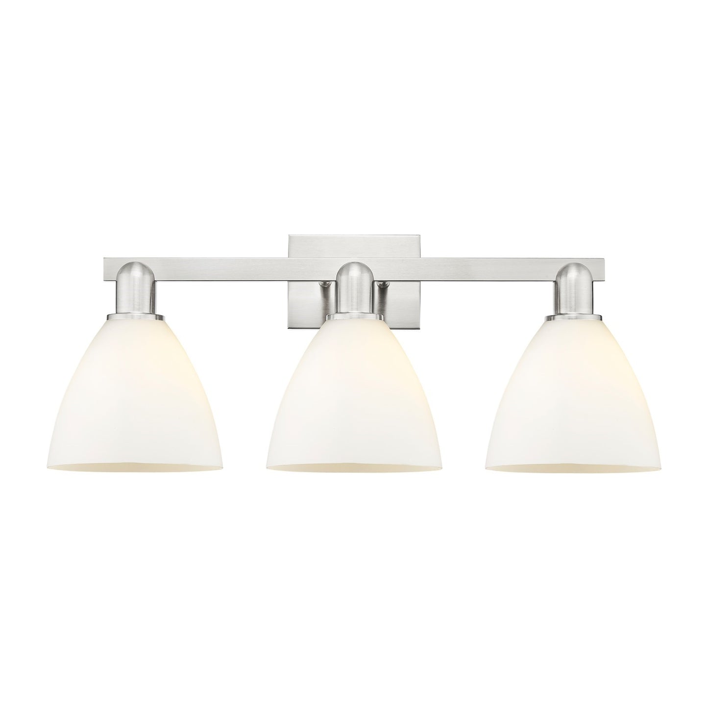 Innovations Bristol 27in 3-Light Bath Vanity Light | Industrial Brushed Satin Nickel Steel and Matte White Glass | Bathroom | Model 716-3W-SN-GBD-751