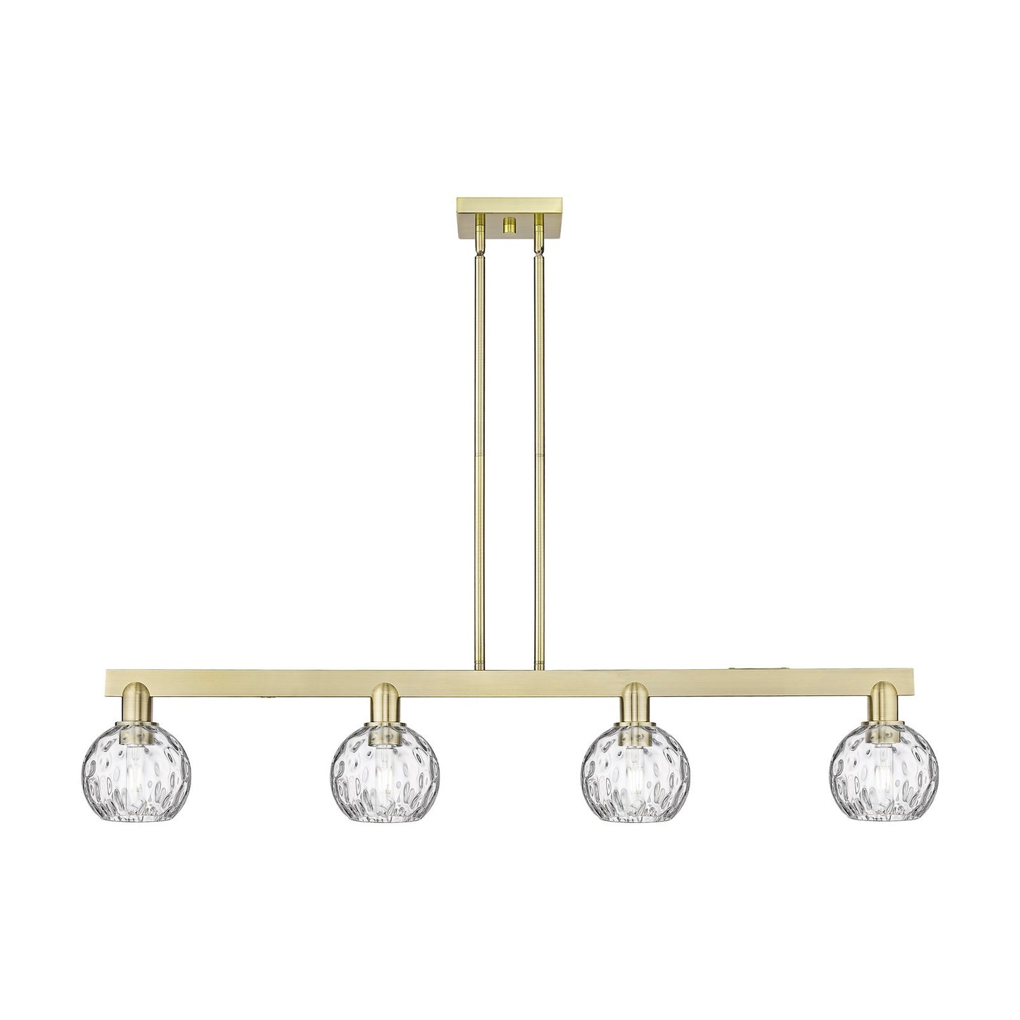 Innovations Athens Water Glass 49in 4-Light Island Light | Industrial Antique Brass Steel and Clear Water Glass | Kitchen Island | Model 716-4I-AB-G1215-6