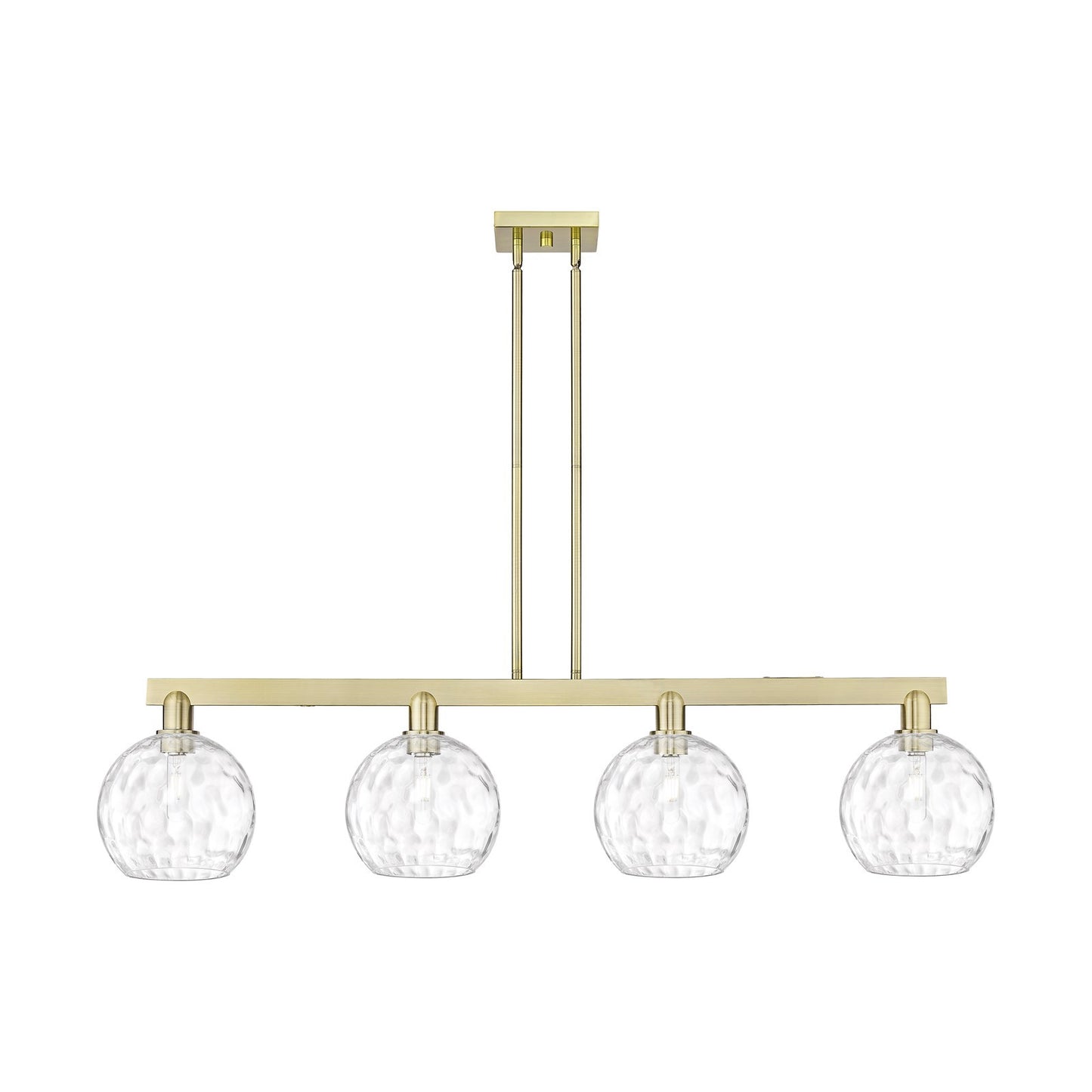 Innovations Athens Water Glass 51in 4-Light Island Light | Industrial Antique Brass and Clear Glass | Kitchen Island | Model 716-4I-AB-G1215-8