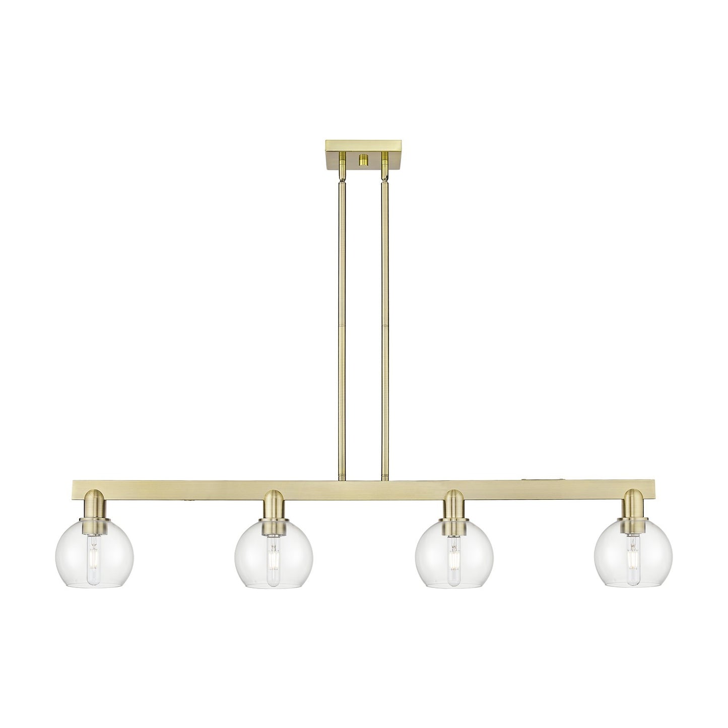 Innovations Athens 48.625in 4-Light Island Light | Industrial Antique Brass and Clear Glass | Kitchen Island & Dining Room | Model 716-4I-AB-G122-6
