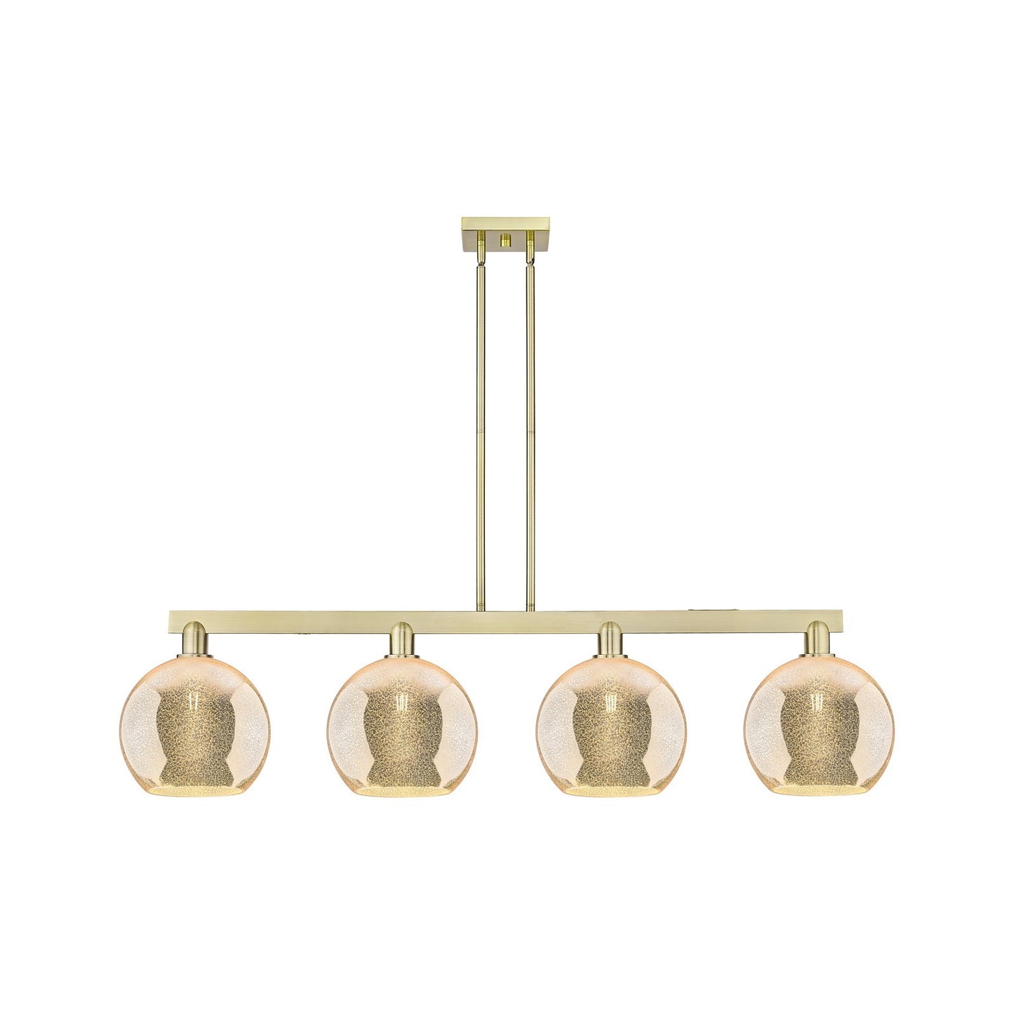 Innovations Athens 53in 4-Light Island Light | Industrial Antique Brass and Mercury Glass | Kitchen Island & Dining Room | Model 716-4I-AB-G128-10