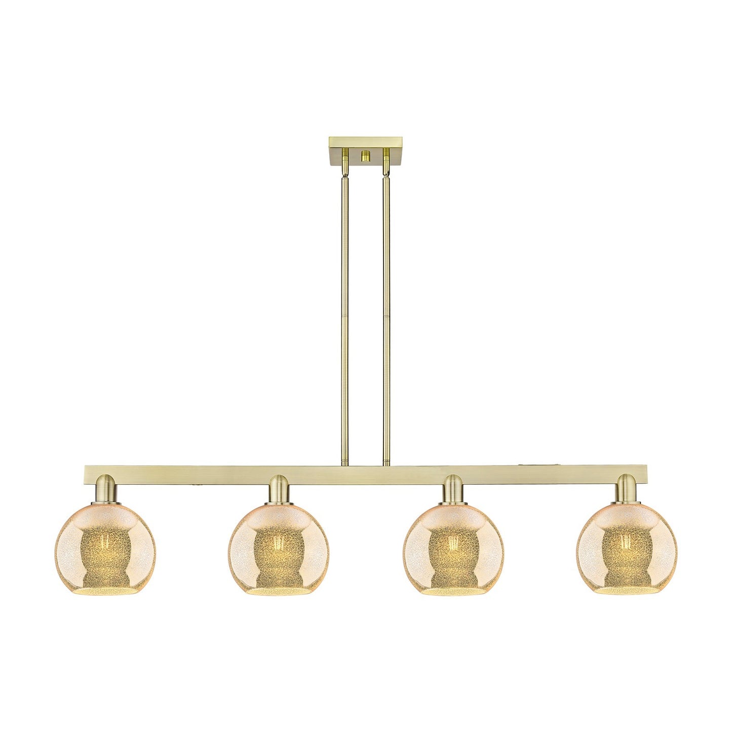 Innovations Athens 51in 4-Light Island Light | Industrial Antique Brass and Mercury Glass | Kitchen Island & Dining Room | Model 716-4I-AB-G128-8