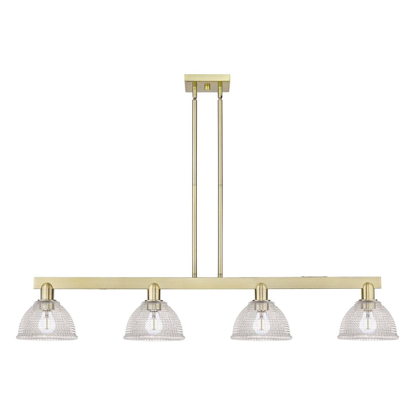 Innovations Arietta 51in 4-Light Island Light | Industrial Antique Brass and Clear Glass | Kitchen Island & Dining Room | Model 716-4I-AB-G422