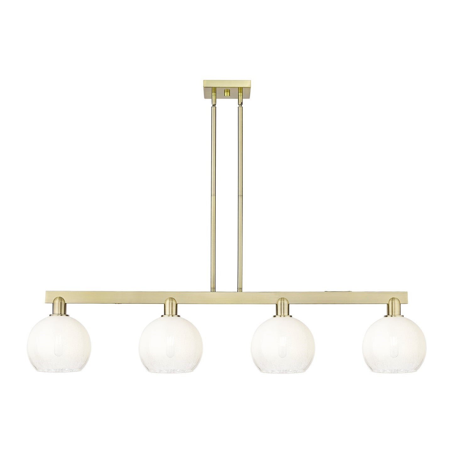 Innovations Brookhaven Globe 50.75in 4-Light Island Light | Industrial Antique Brass and Opal Glass | Kitchen Island | Model 716-4I-AB-G483-8OP