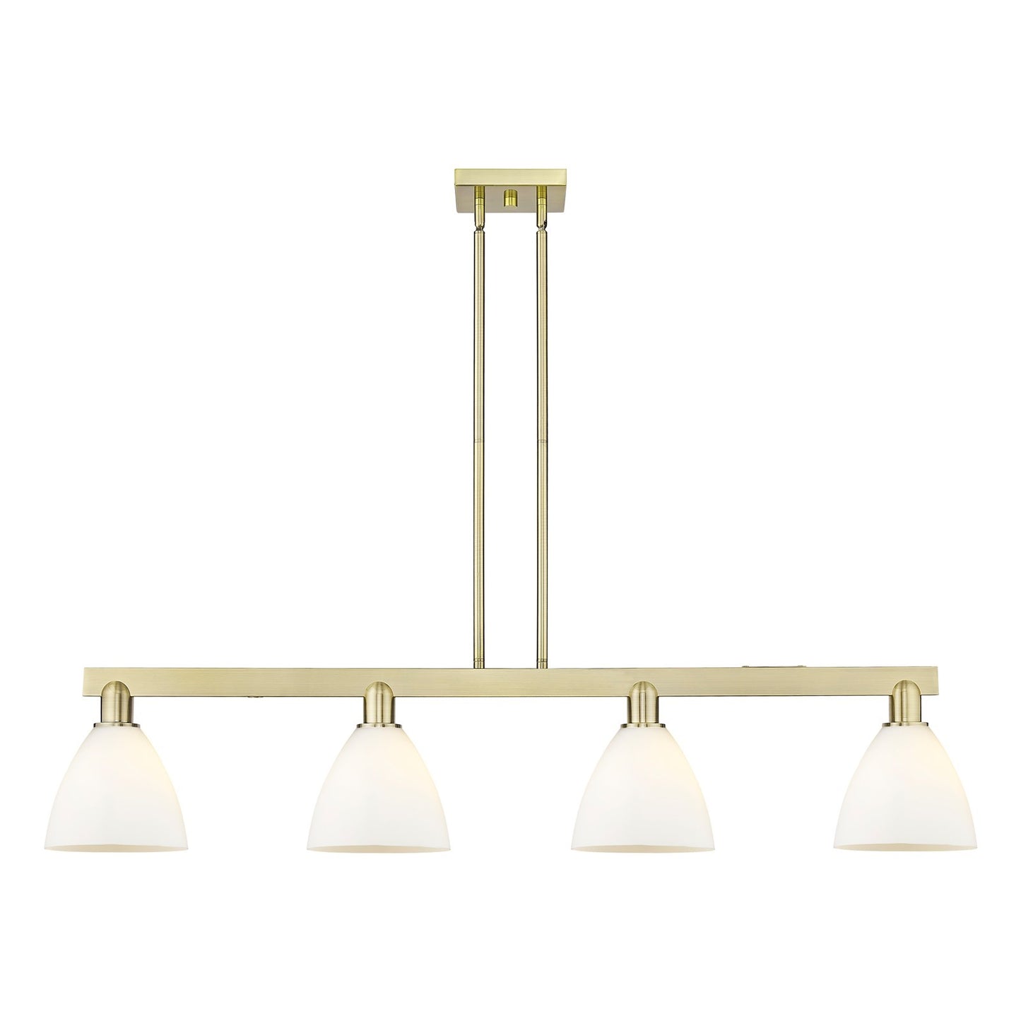 Innovations Bristol 50.25in 4-Light Island Light | Industrial Antique Brass and Matte White Glass | Kitchen Island & Dining Room | Model 716-4I-AB-GBD-751