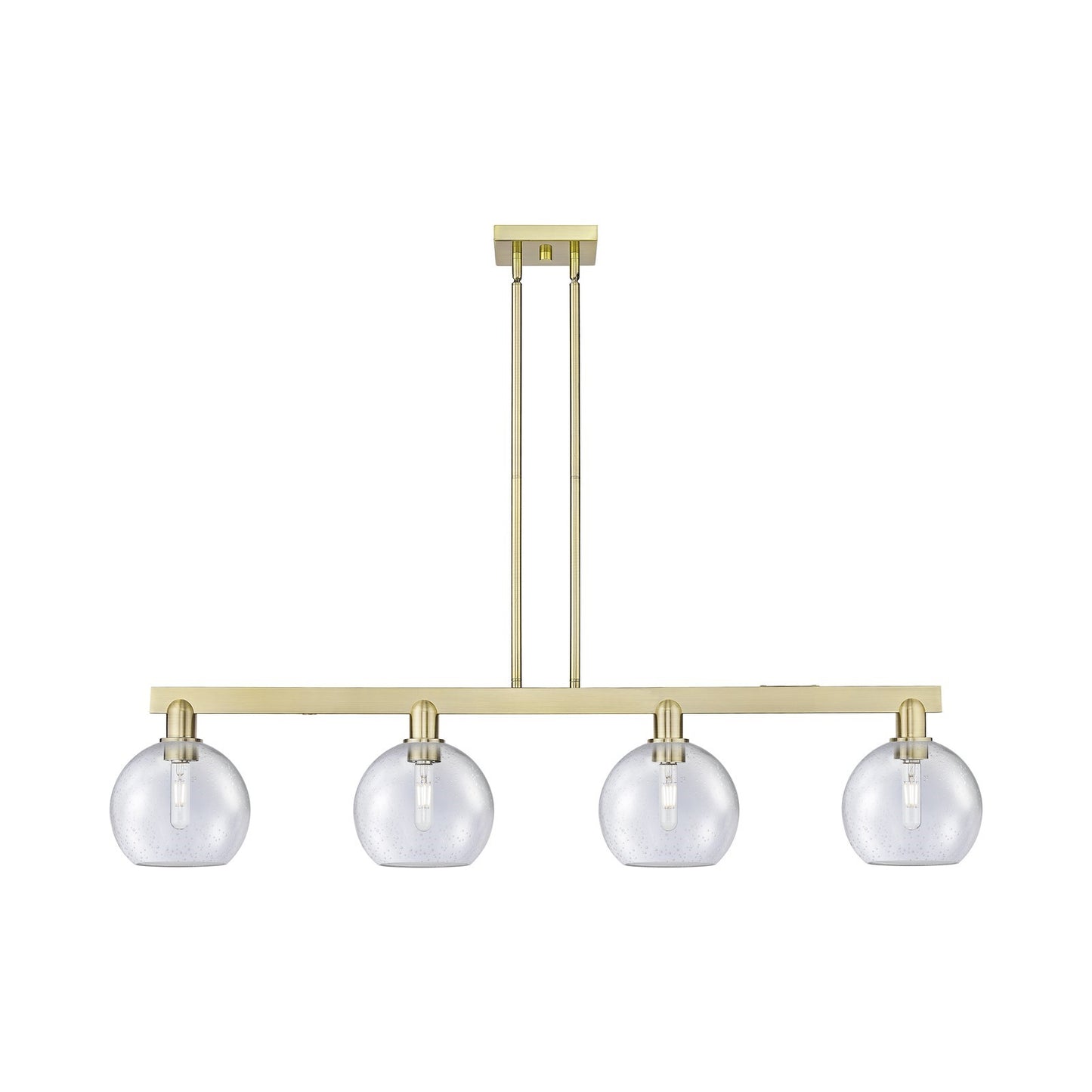 Innovations Athens 51in 4-Light Island Light | Industrial Antique Copper Steel and Seedy Glass | Kitchen Island & Dining Room | Model 716-4I-AC-G124-8
