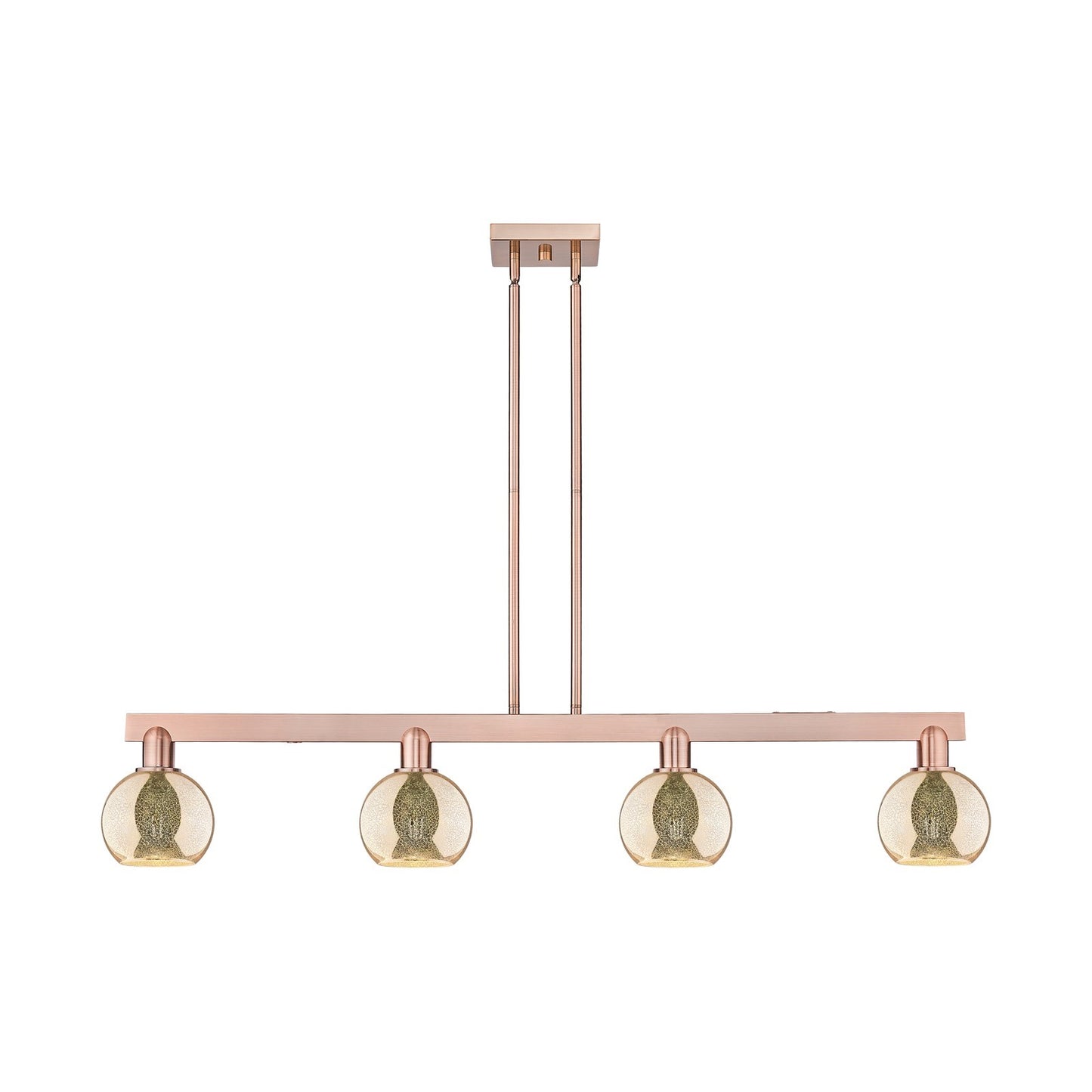 Innovations Athens 49in 4-Light Island Light | Industrial Antique Copper Steel and Mercury Glass | Kitchen Island & Dining Room | Model 716-4I-AC-G128-6