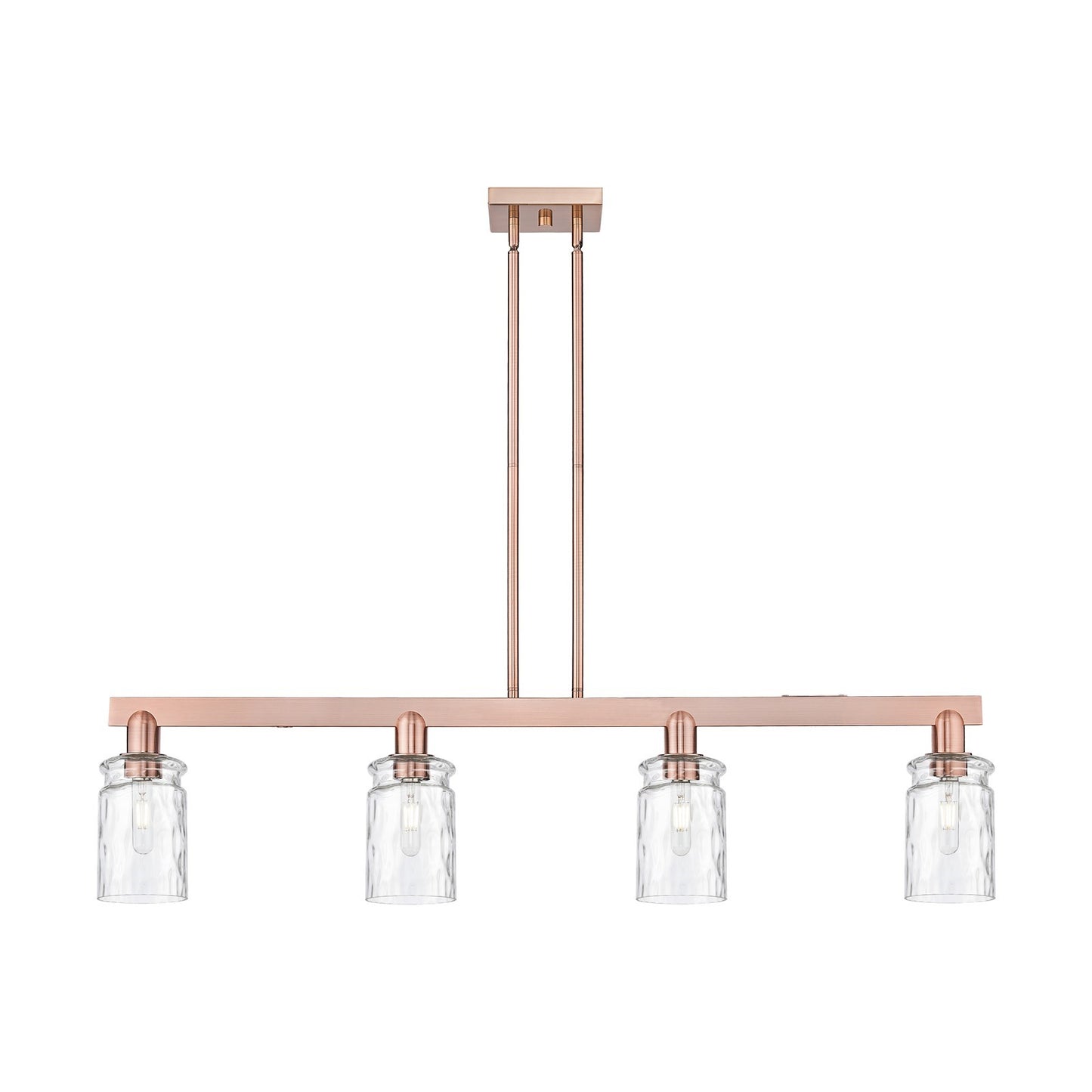 Innovations Candor 48in 4-Light Island Light | Industrial Antique Copper Steel and Clear Waterglass Glass | Kitchen Island & Dining | Model 716-4I-AC-G352