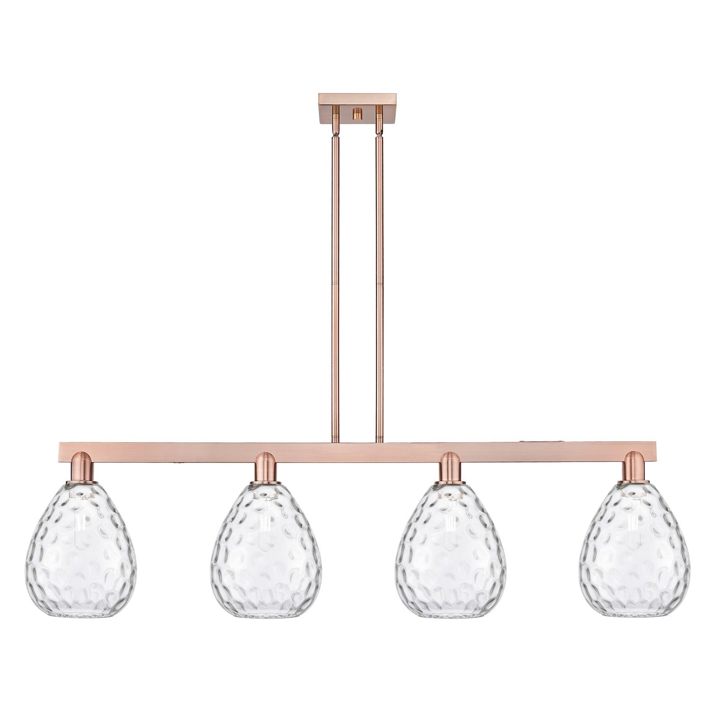 Innovations Waverly 51in 4-Light Island Light | Industrial Antique Copper Steel and Clear Glass | Kitchen Island & Dining Room | Model 716-4I-AC-G372