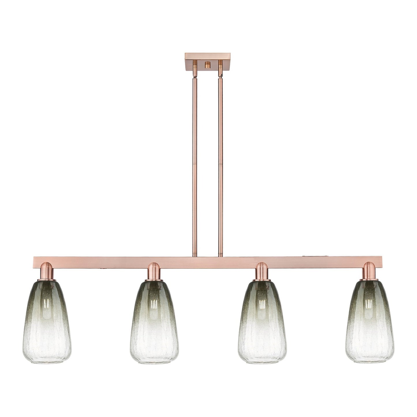 Innovations Brookhaven Almond 48.75in 4-Light Island Light | Industrial Antique Copper Steel and Slate Glass | Kitchen Island | Model 716-4I-AC-G480-6SL