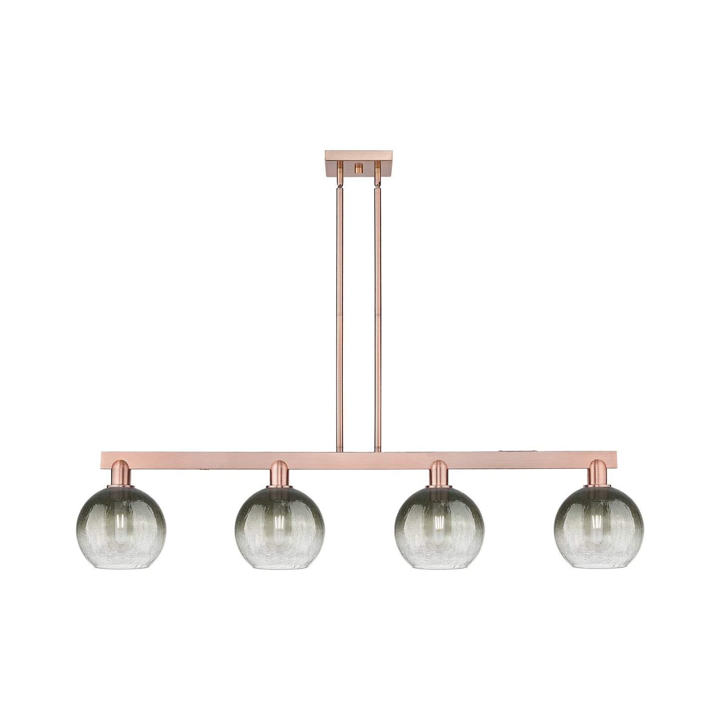 Innovations Brookhaven Globe 50.625in 4-Light Island Light | Industrial Antique Copper Steel and Slate Glass | Kitchen Island & | Model 716-4I-AC-G483-8SL