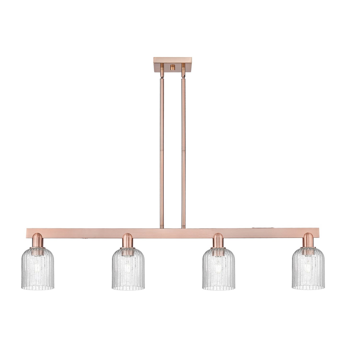Innovations Bridal Veil 48in 4-Light Island Light | Industrial Antique Copper Steel and Seedy Glass | Kitchen Island & Dining | Model 716-4I-AC-G559-5SDY