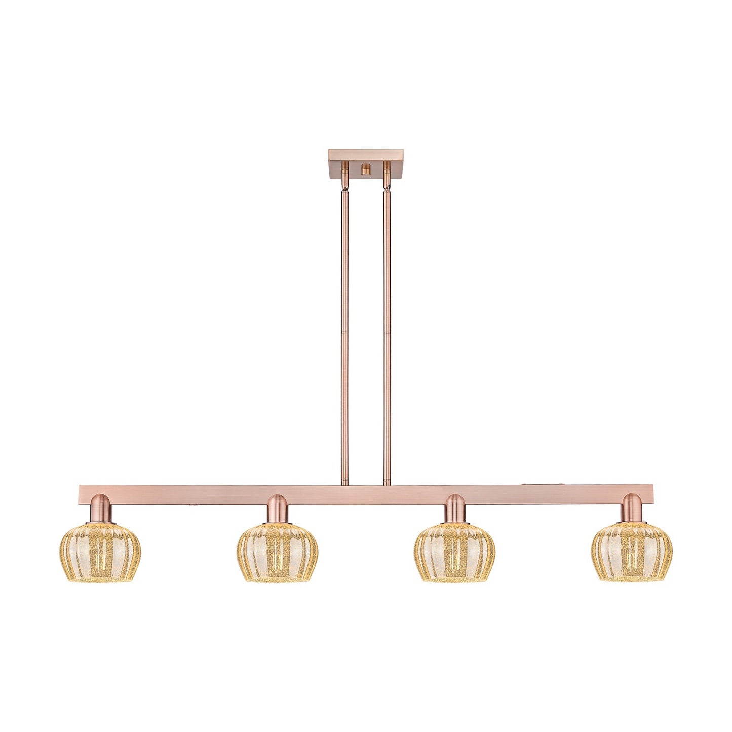 Innovations Fenton 49in 4-Light Island Light | Industrial Antique Copper Steel and Mercury Ribbed Glass | Kitchen Island | Model 716-4I-AC-G96