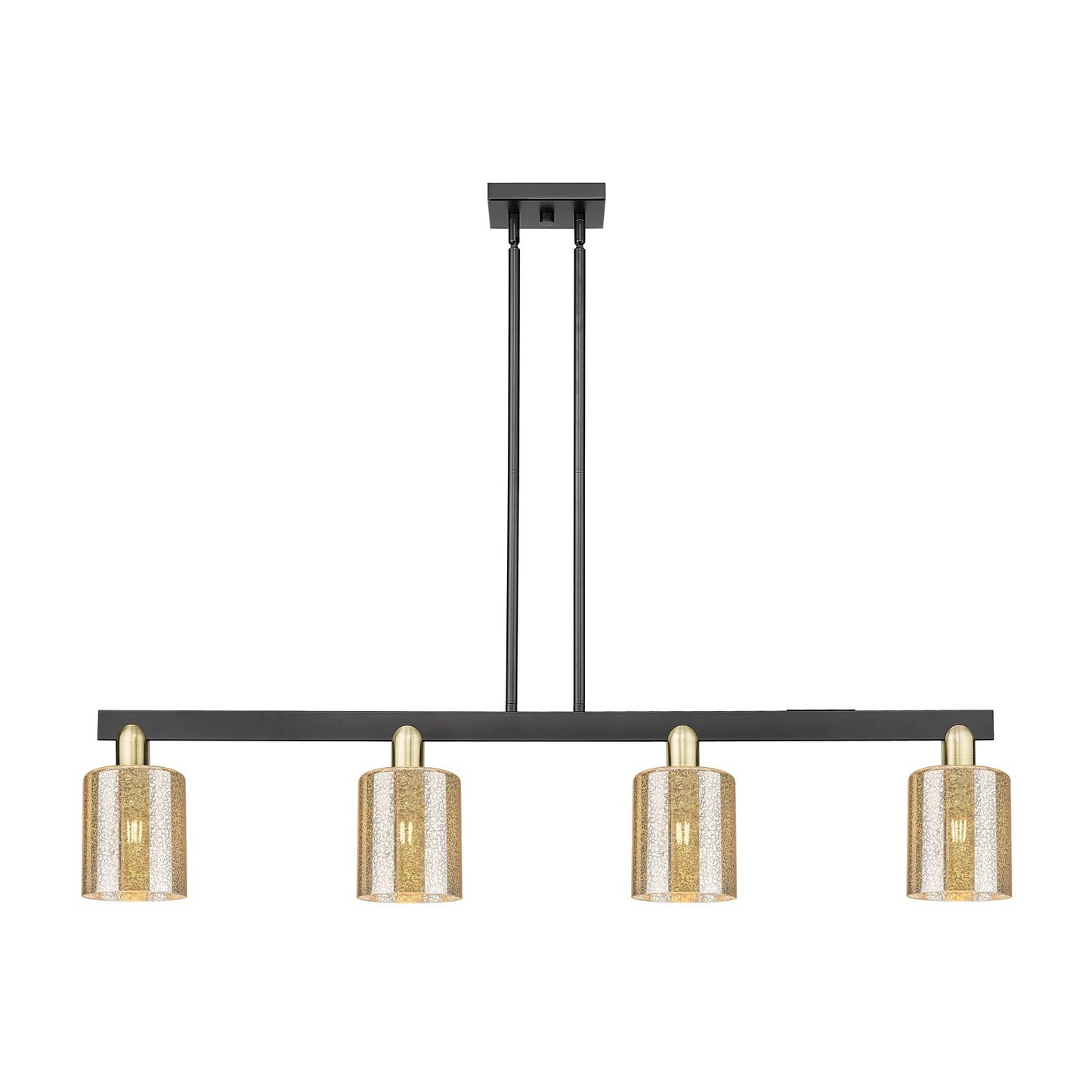 Innovations Cobbleskill 48in 4-Light Island Light | Industrial Black Antique Brass Steel and Mercury Glass | Kitchen Island & | Model 716-4I-BAB-G116
