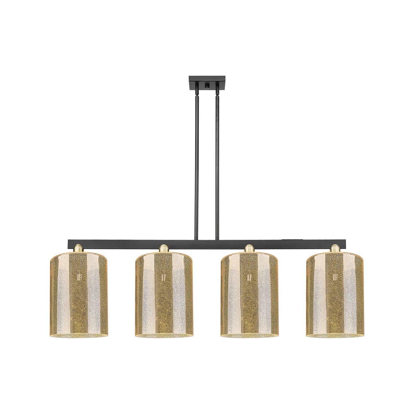 Innovations Cobbleskill 52in 4-Light Island Light | Industrial Black Antique Brass and Mercury Glass | Kitchen Island & Dining | Model 716-4I-BAB-G116-L