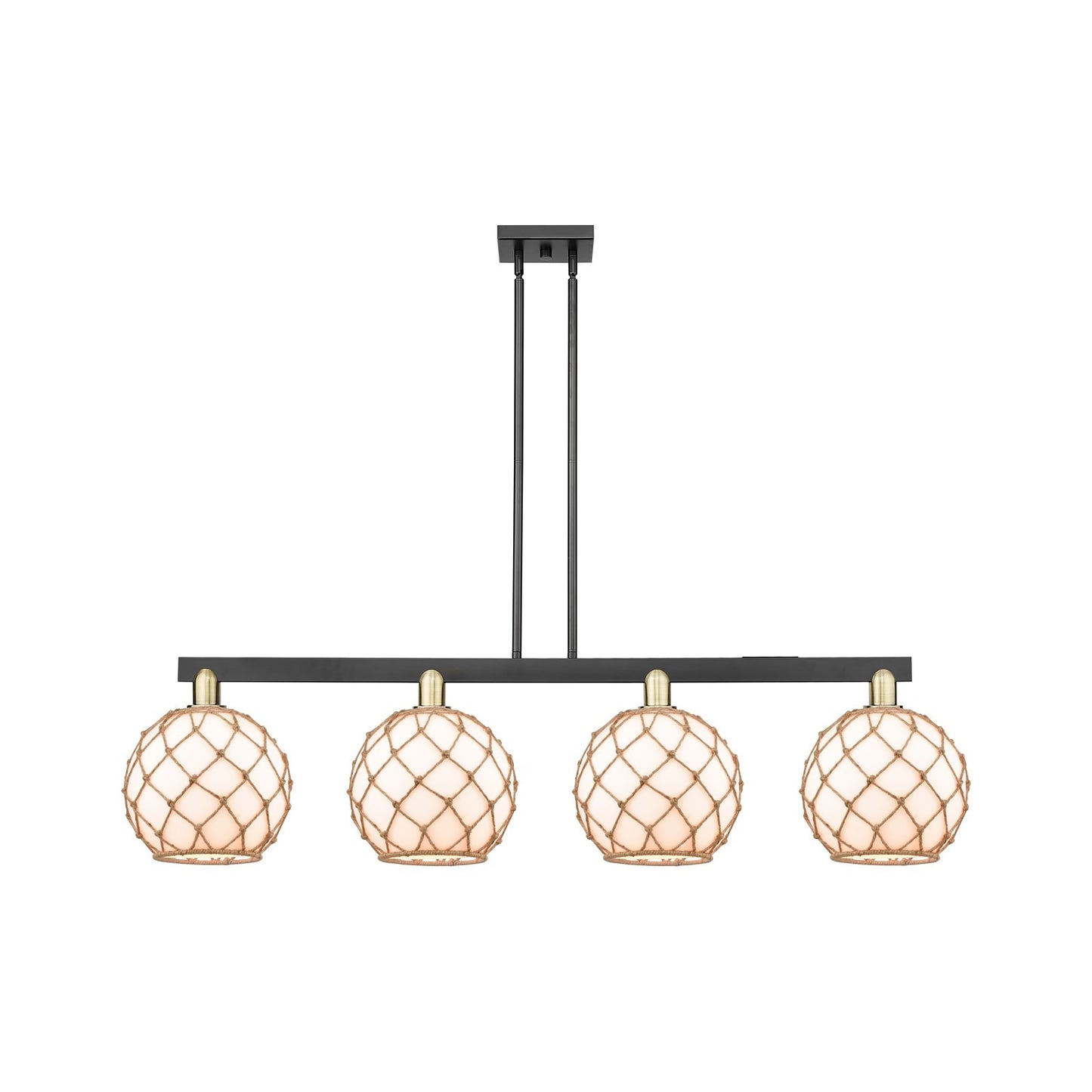 Innovations Athens 53in 4-Light Island Light | Industrial Black Antique Brass Steel and Matte White Glass | Kitchen Island & | Model 716-4I-BAB-G121-10
